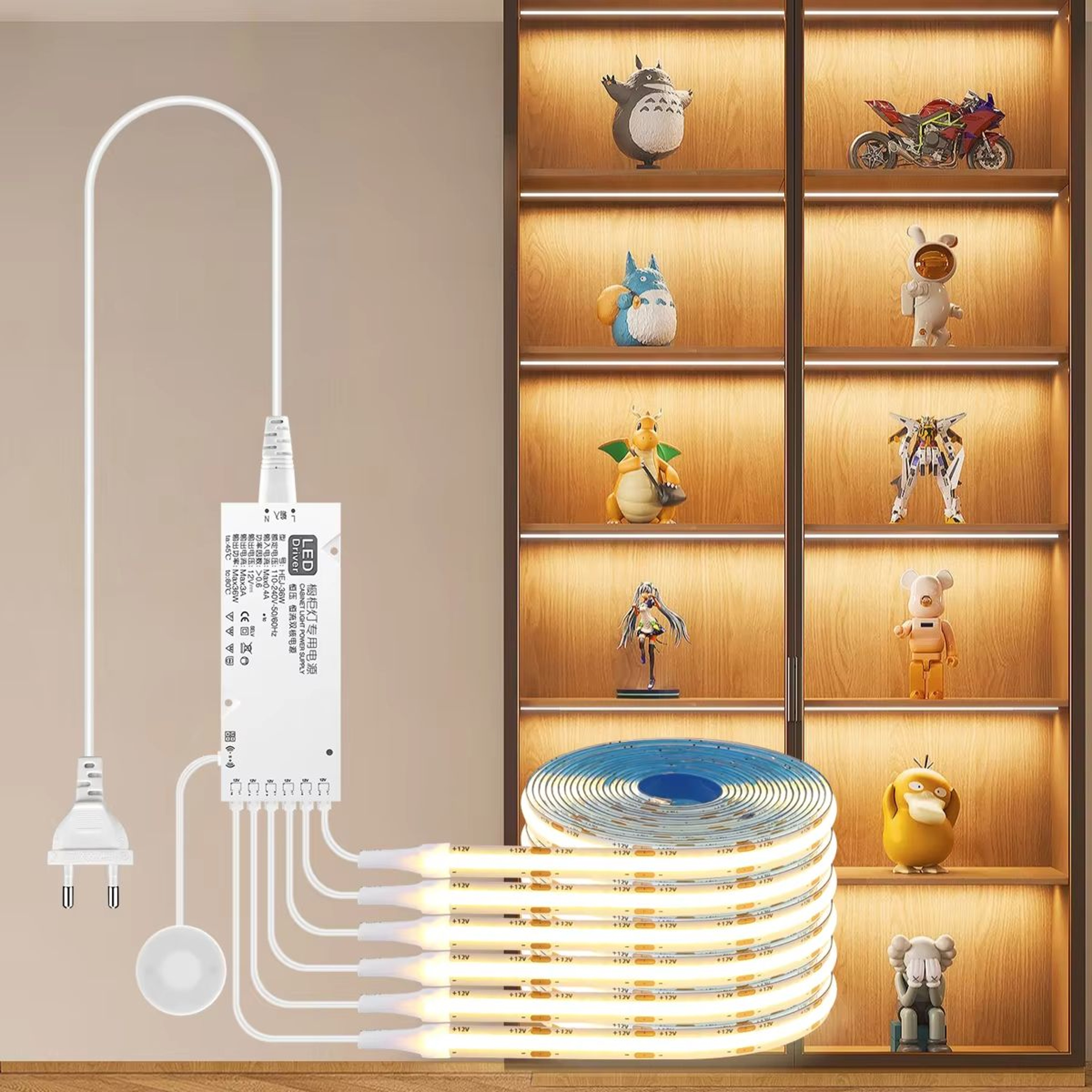 COB LED Strip Light For Cabinet Closet  Display  Dimmable TouchSensor Tape Lighting 0