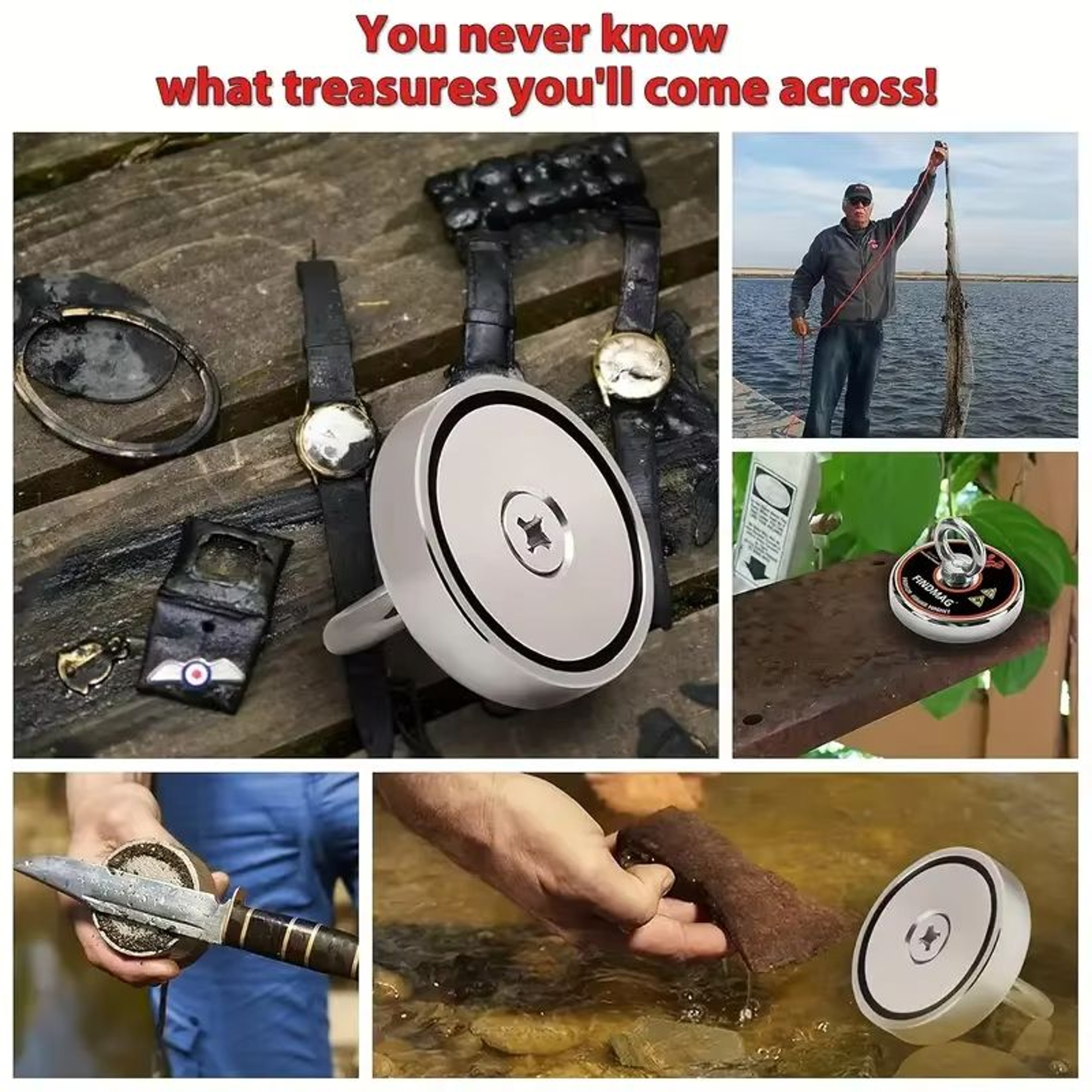 Neodymium Magnet Fishing Kit With Strong Pull Force And Rope 3