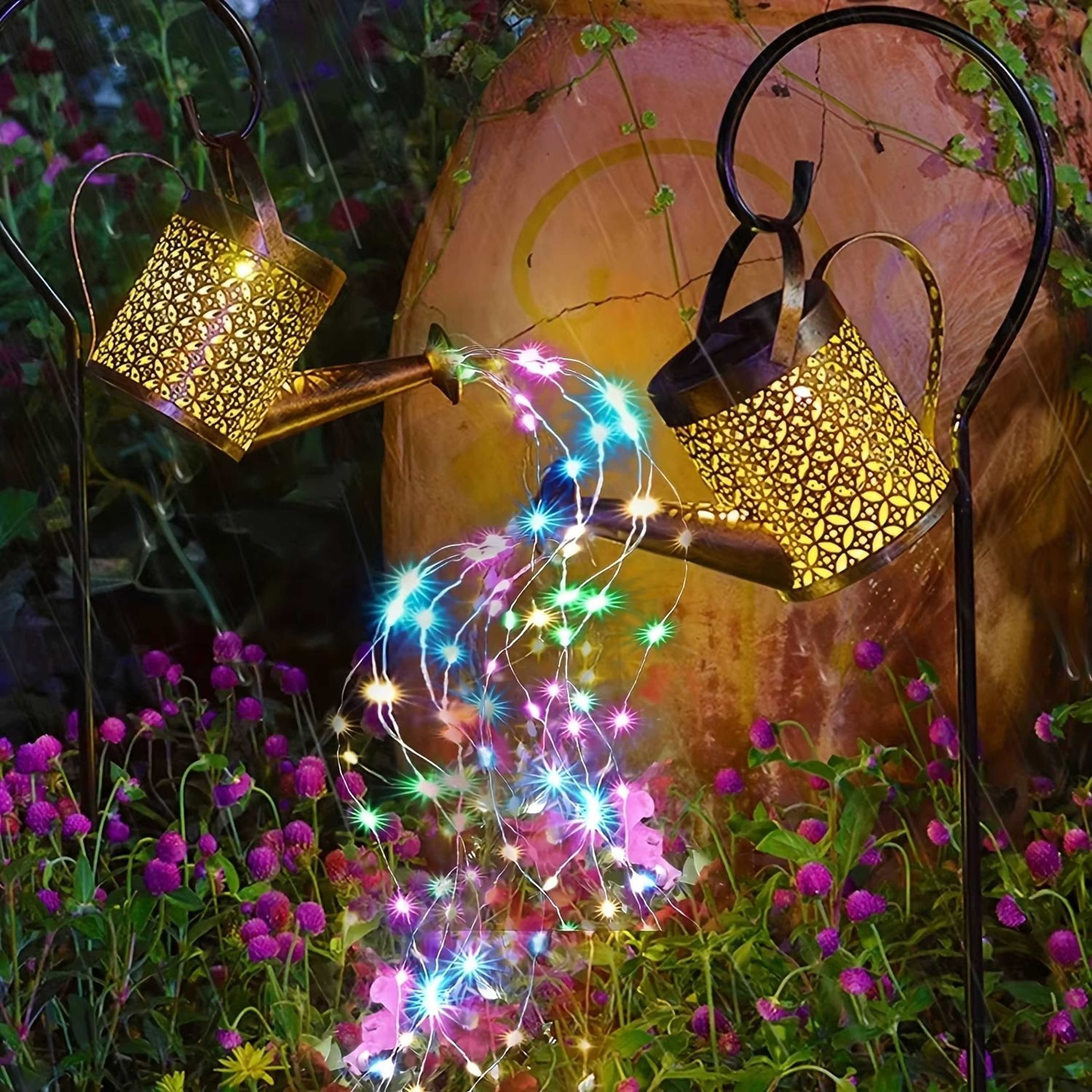 Solar Watering Can Light  Waterproof Hanging Garden Lantern With Fairy LED Cascade 6