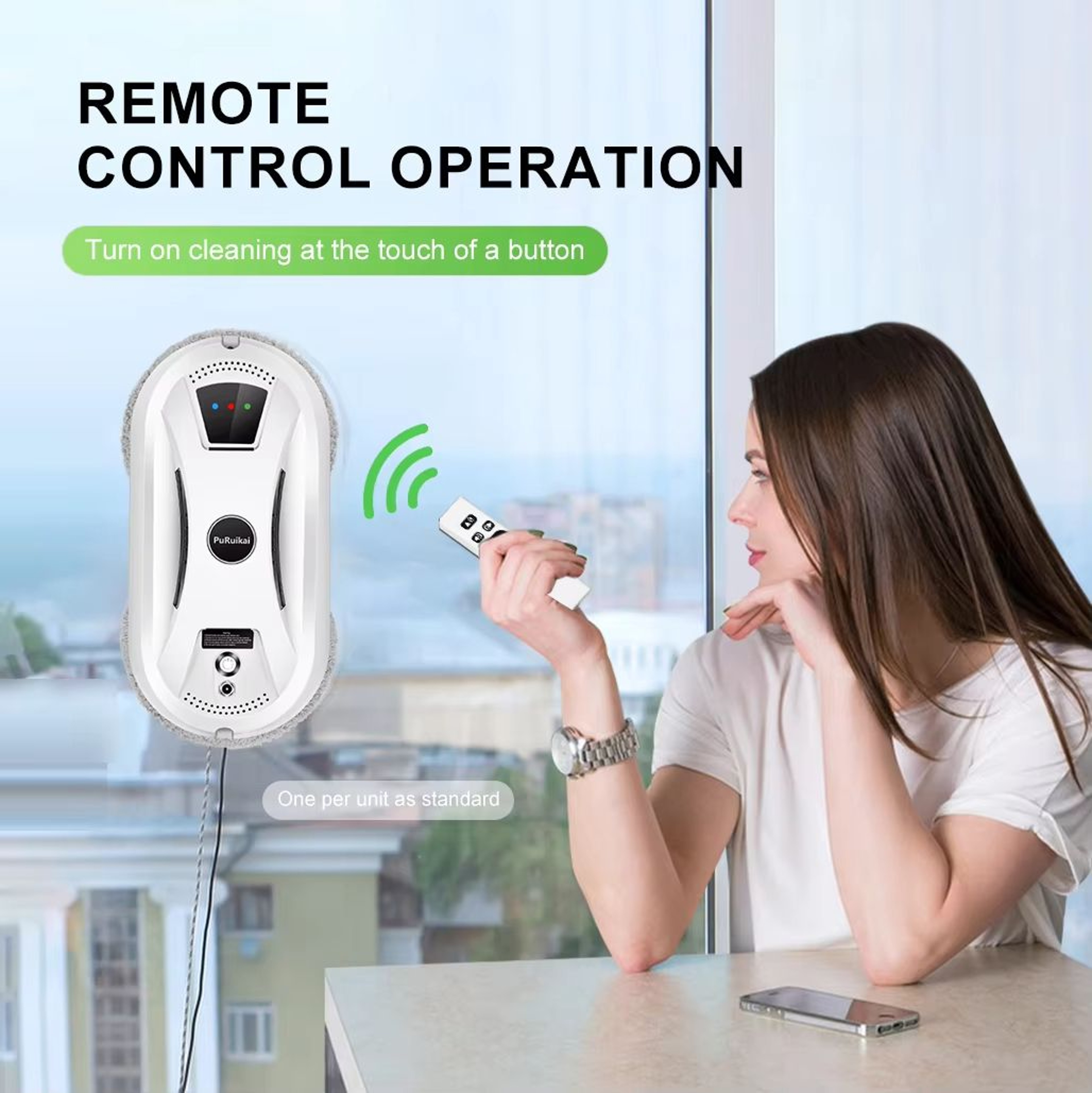 PuRuiKai Window Cleaning Robot Ultra Thin Glass Cleaner With Remote Control For Home Electric Smart 3
