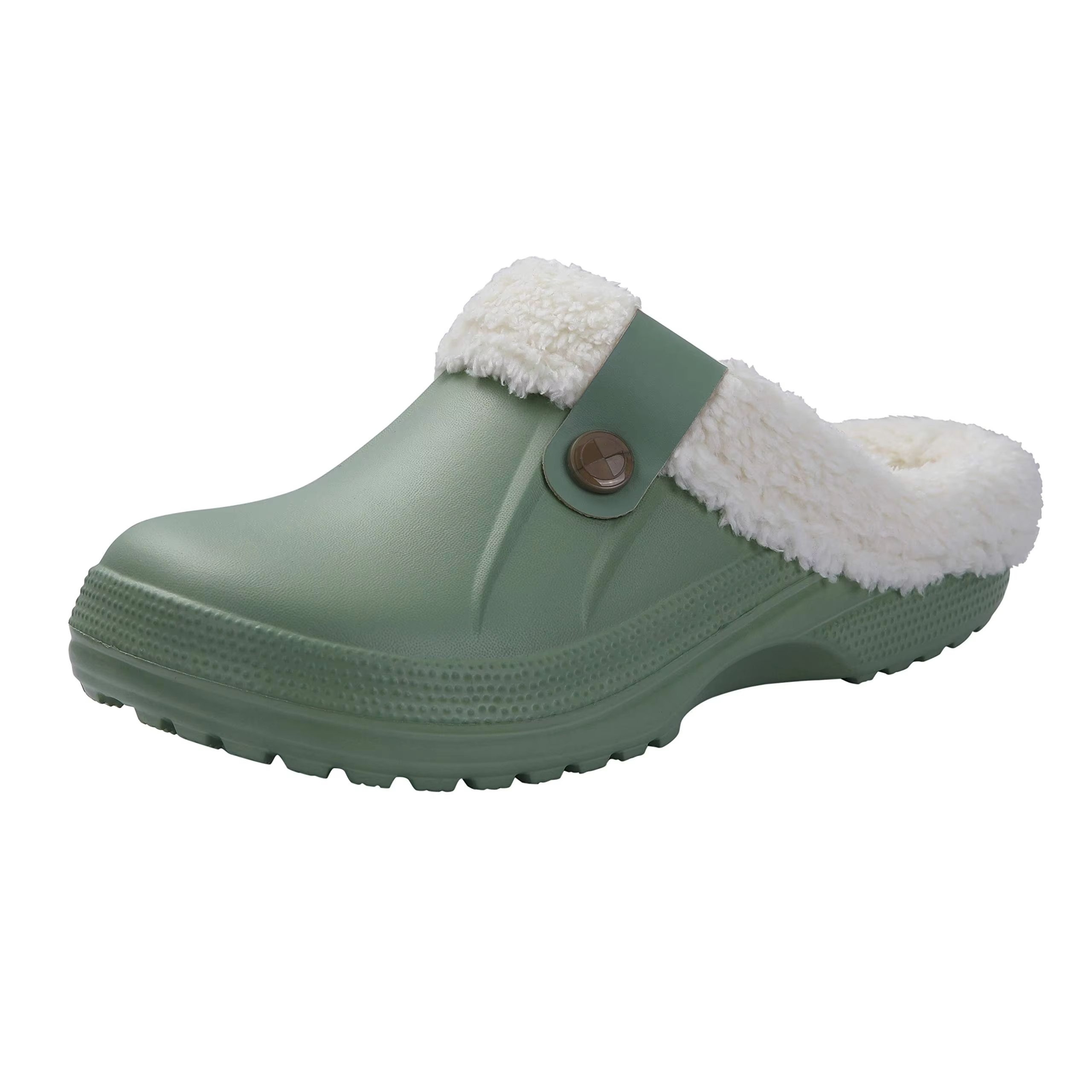 Shevalues Waterproof Fuzzy Mens Clogs Warm Fur Lined Slippers Indoor Outdoor Anti Slip House Shoes 14