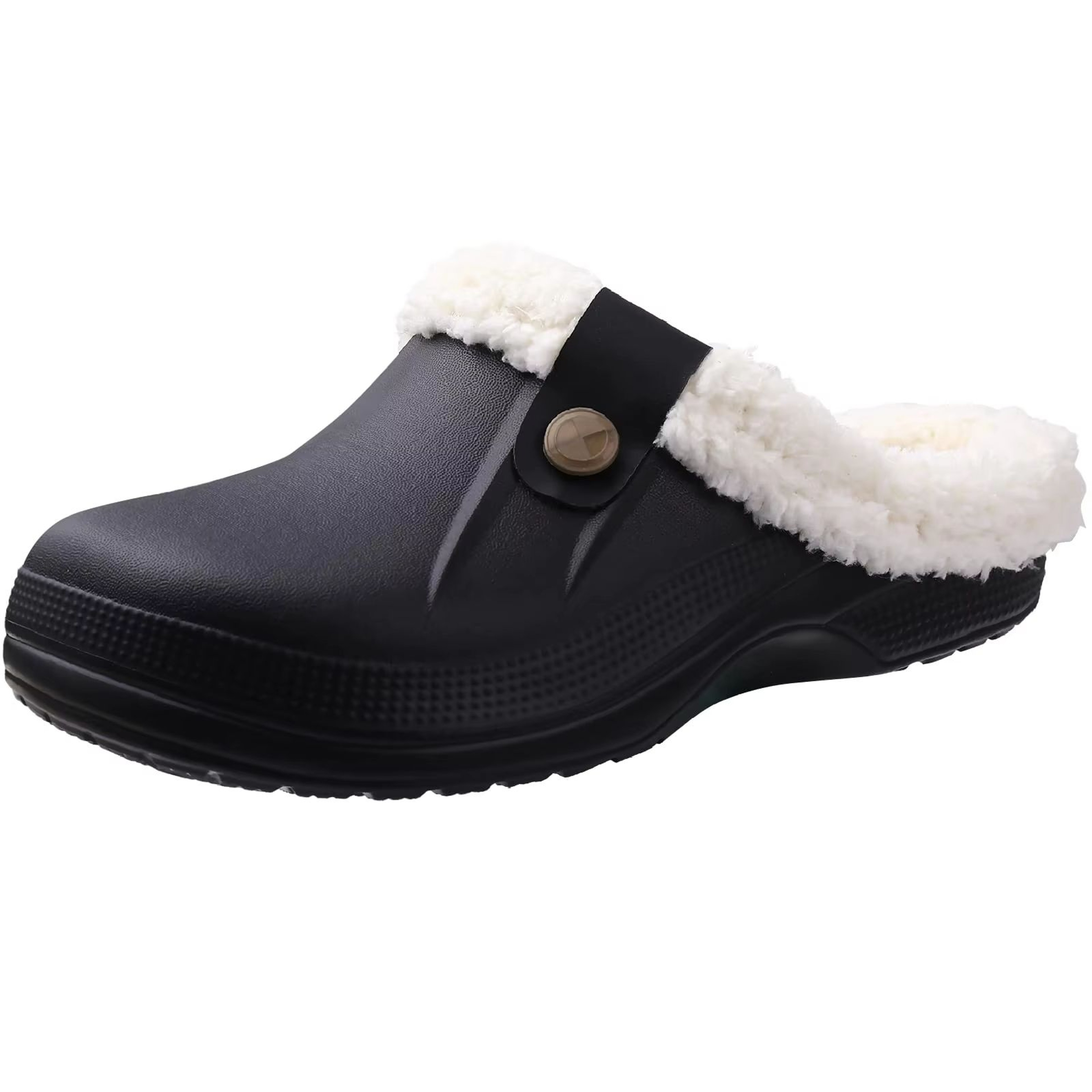 Shevalues Waterproof Fuzzy Mens Clogs Warm Fur Lined Slippers Indoor Outdoor Anti Slip House Shoes 6