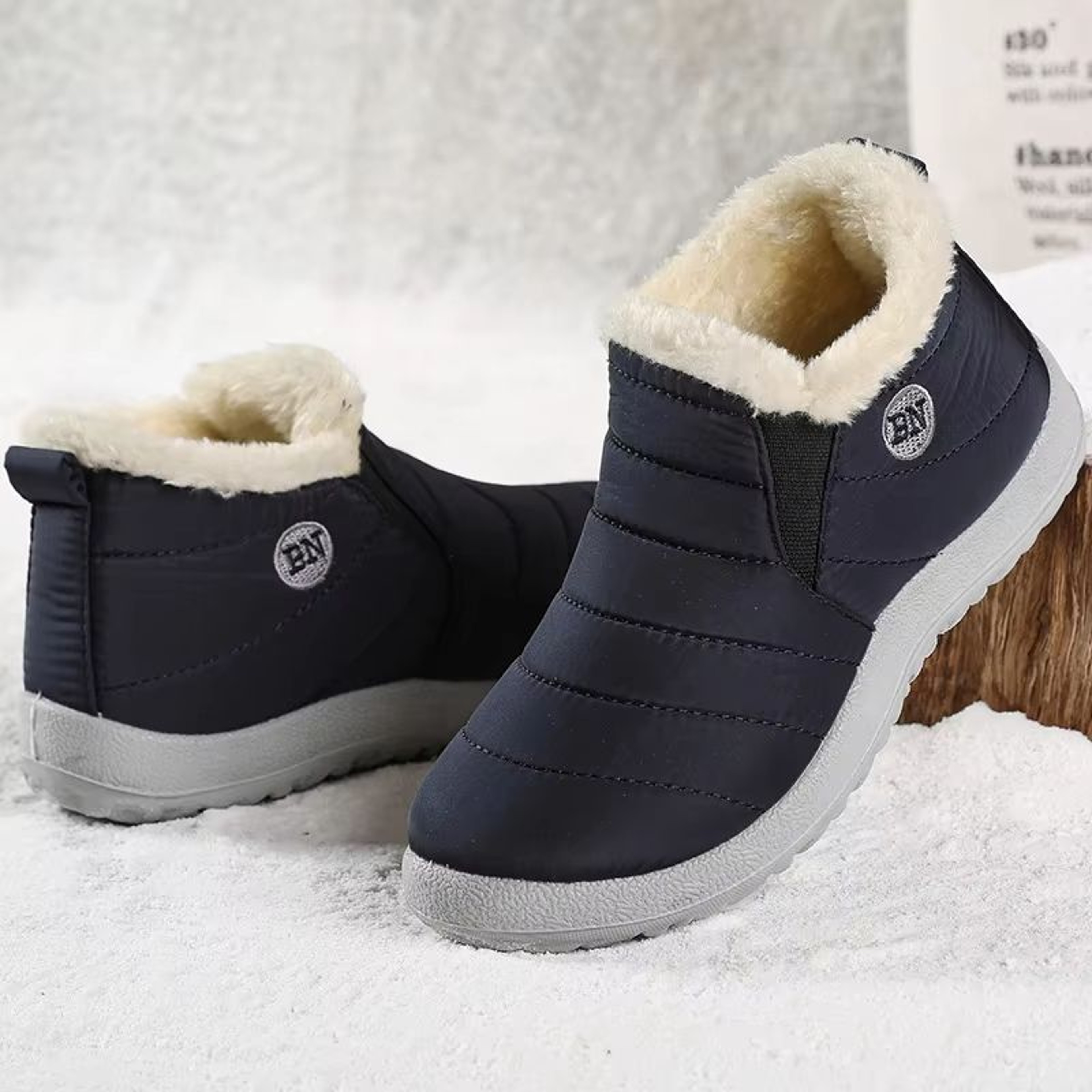 Men Winter Fur Lined Ankle Boots Waterproof Warm Snow Shoes Casual Booties 6