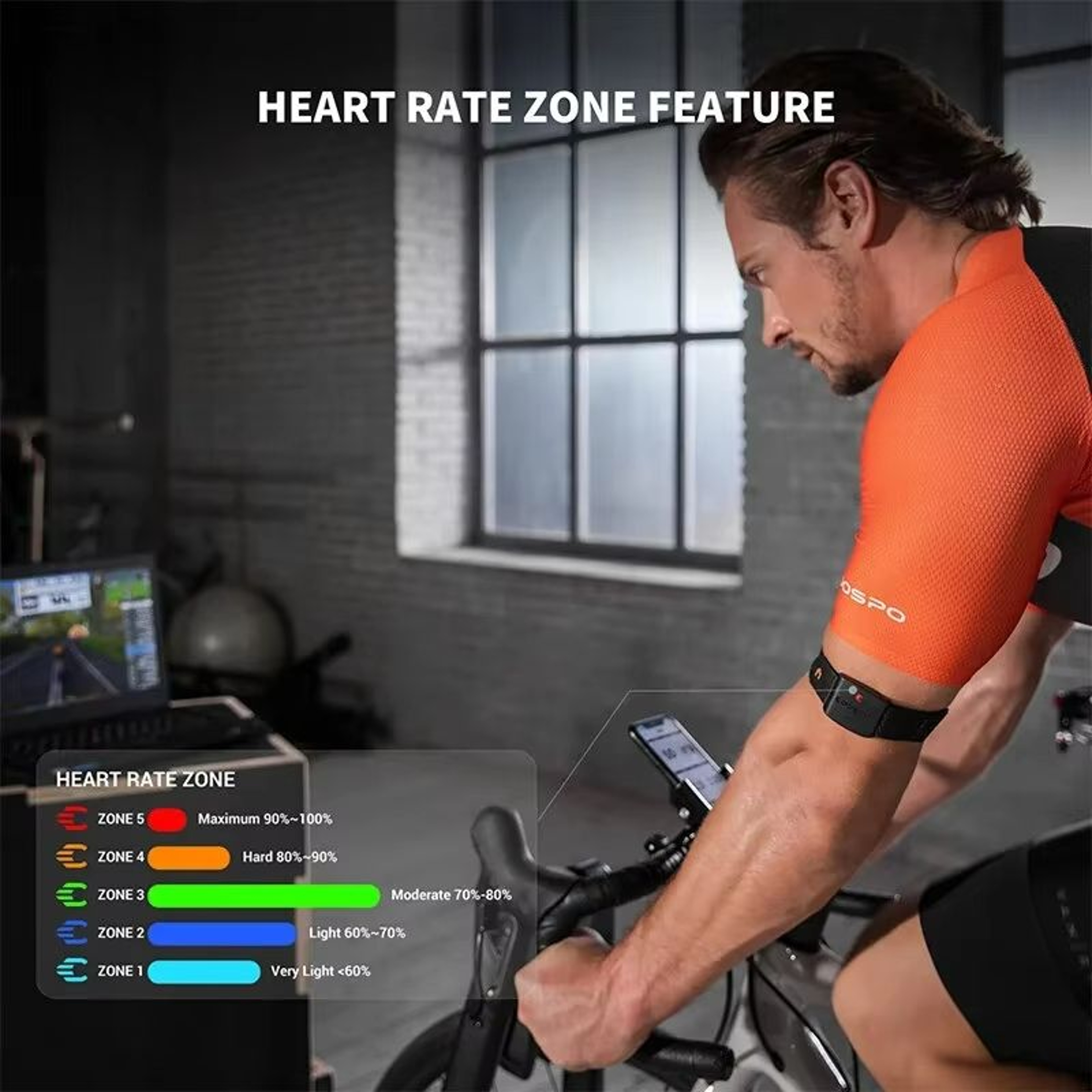 COOSPO HW9 Bluetooth  ANT Heart Rate Monitor Armband For Peloton Zwift  Cycling 3