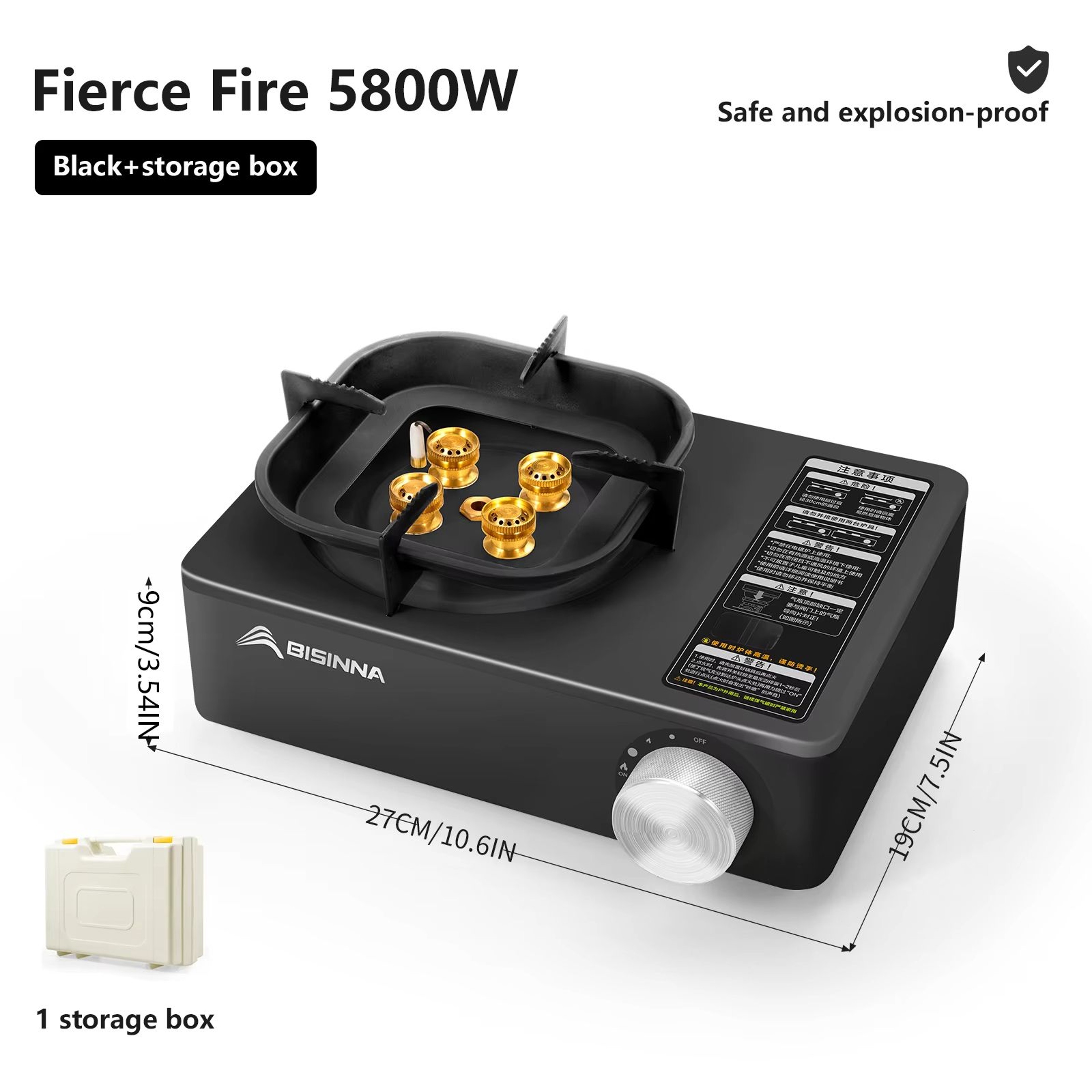 BISINNA 5800W HighFirepower Outdoor Cassette Burner Stove 9