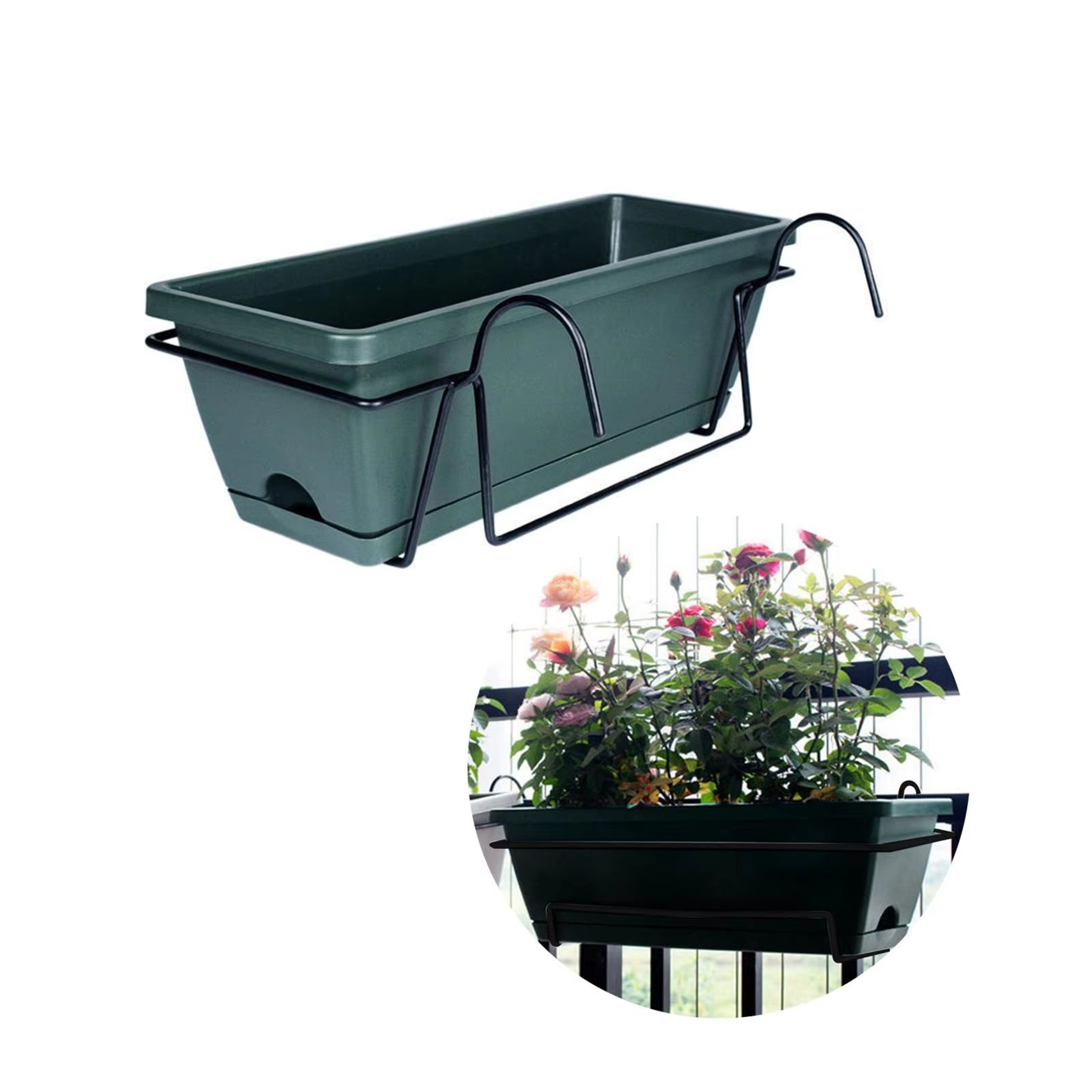 Hanging Planter For Balcony Railing Fence Planter Basket Window Box Flower Pot 6L For Garden And Ya 7