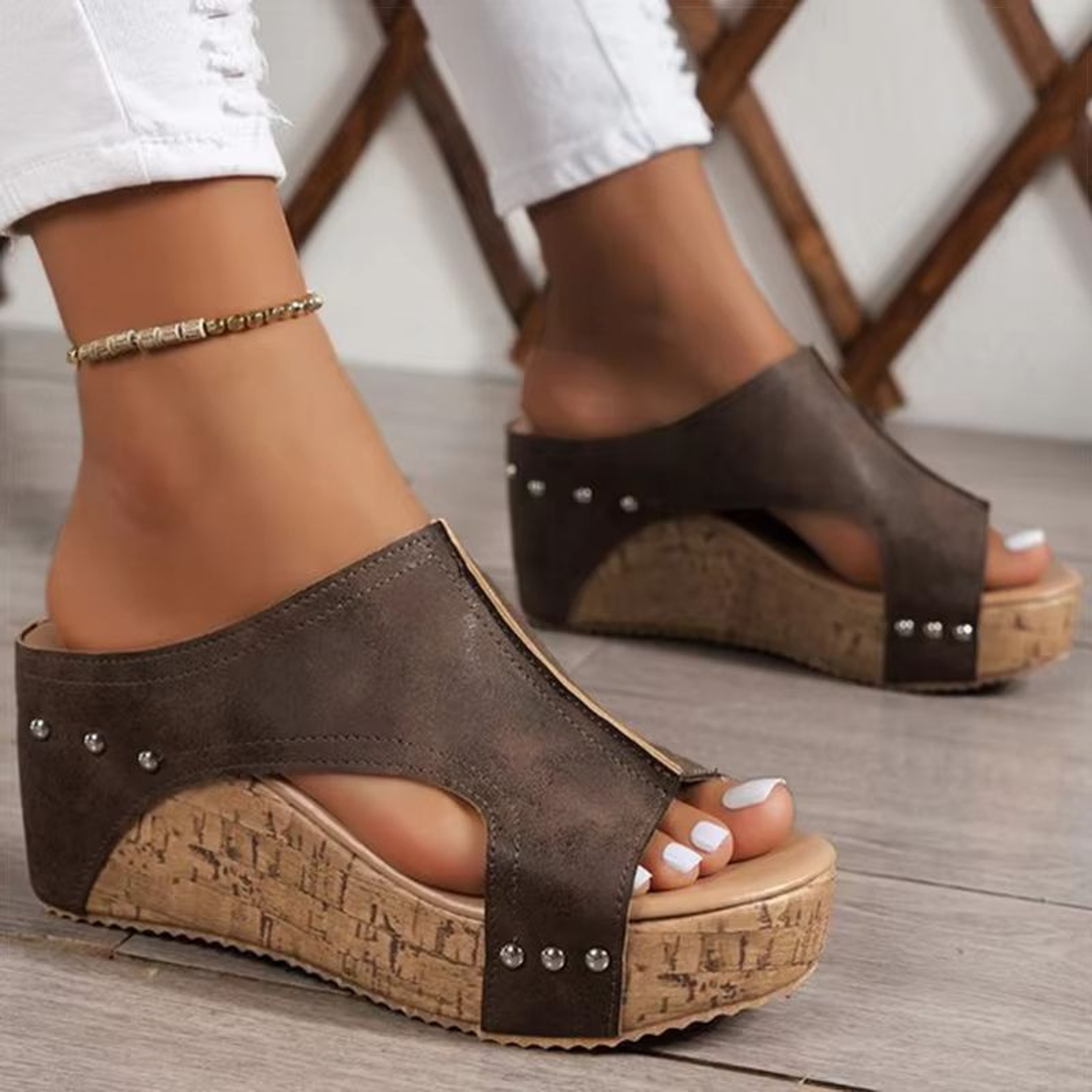 Womens Peep Toe Wedge Sandals Platform High Heel Summer Shoes 3
