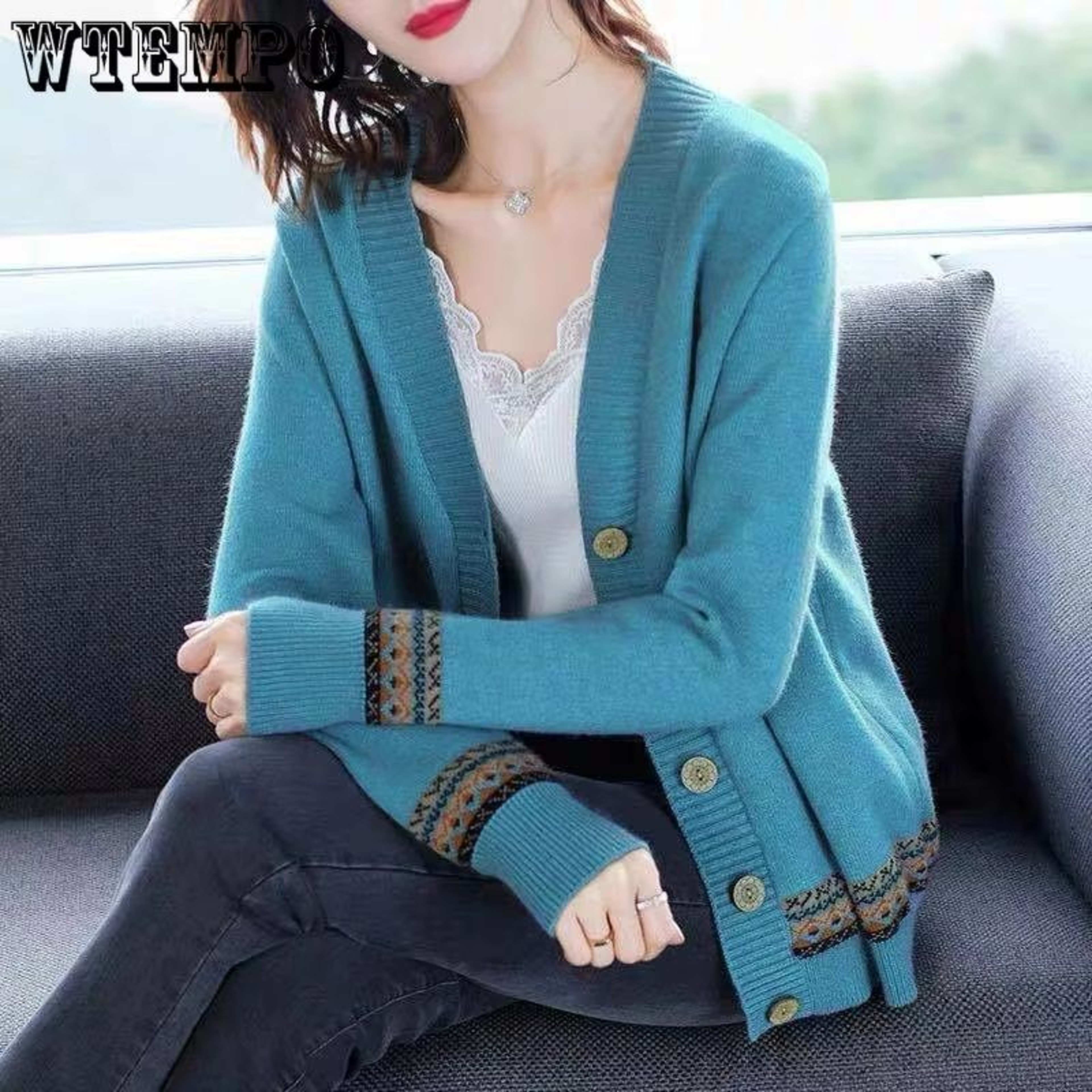 SoftSpring Loose VNeck Button Cardigan  KoreanStyle LongSleeve Knit 0