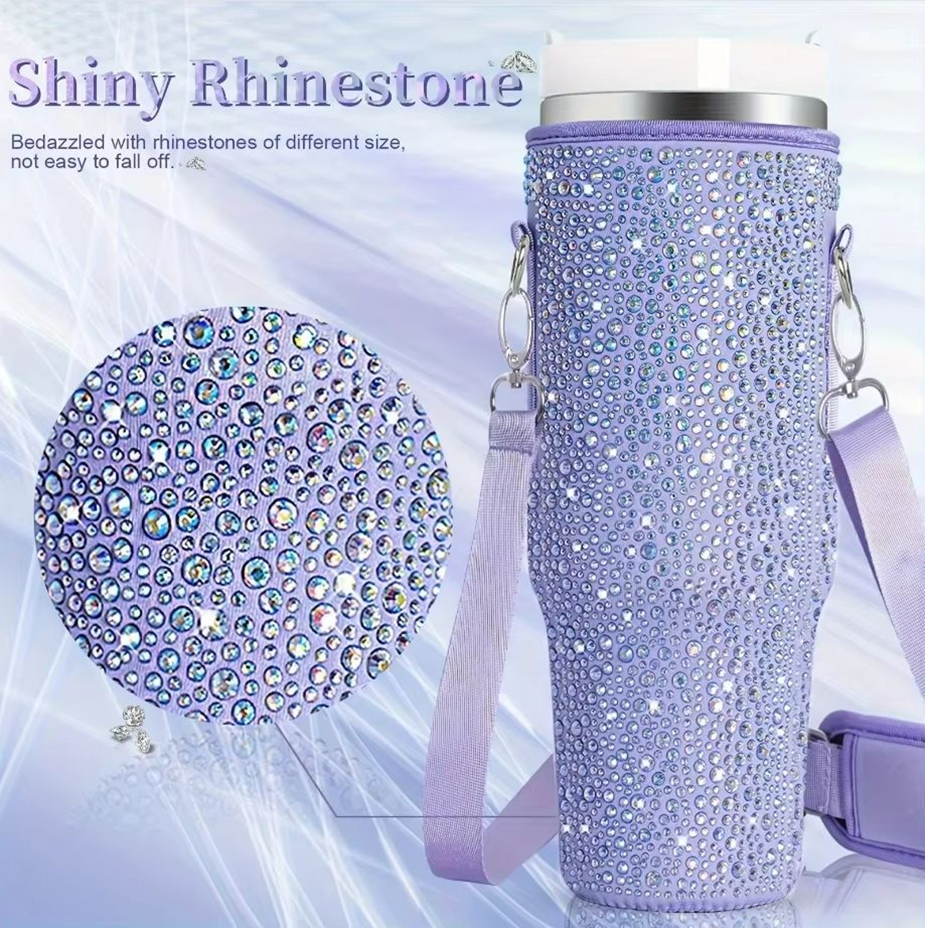GlamGuard Rhinestone Lanyard Carrier For Stanley 40 Oz 0