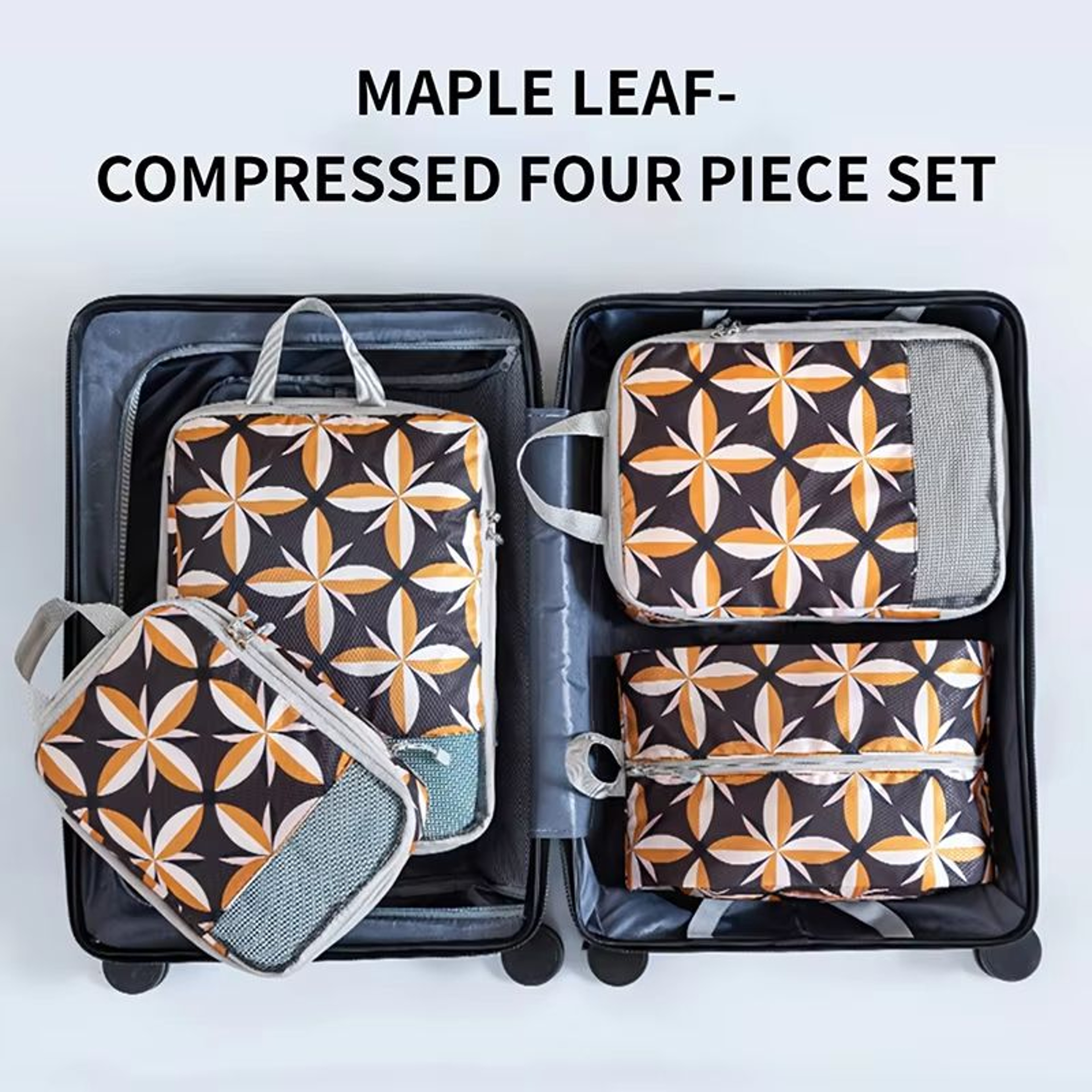 4 Piece Compression Packing Cubes Set Large Capacity Foldable Expandable Travel Storage Bags 5