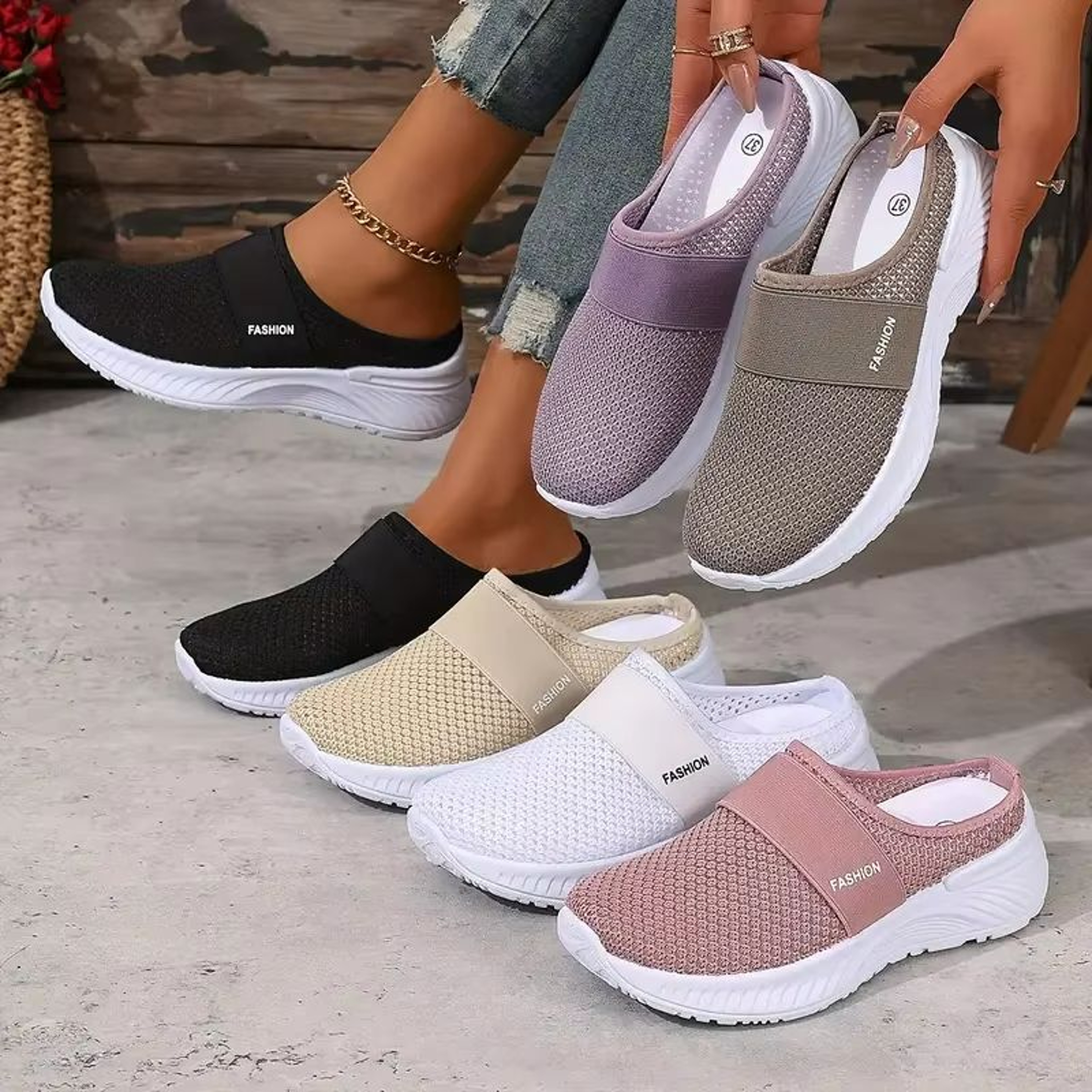 BreezeStep Womens Breathable Mesh SlipOn Flats  Comfortable Casual Walking Shoes 0