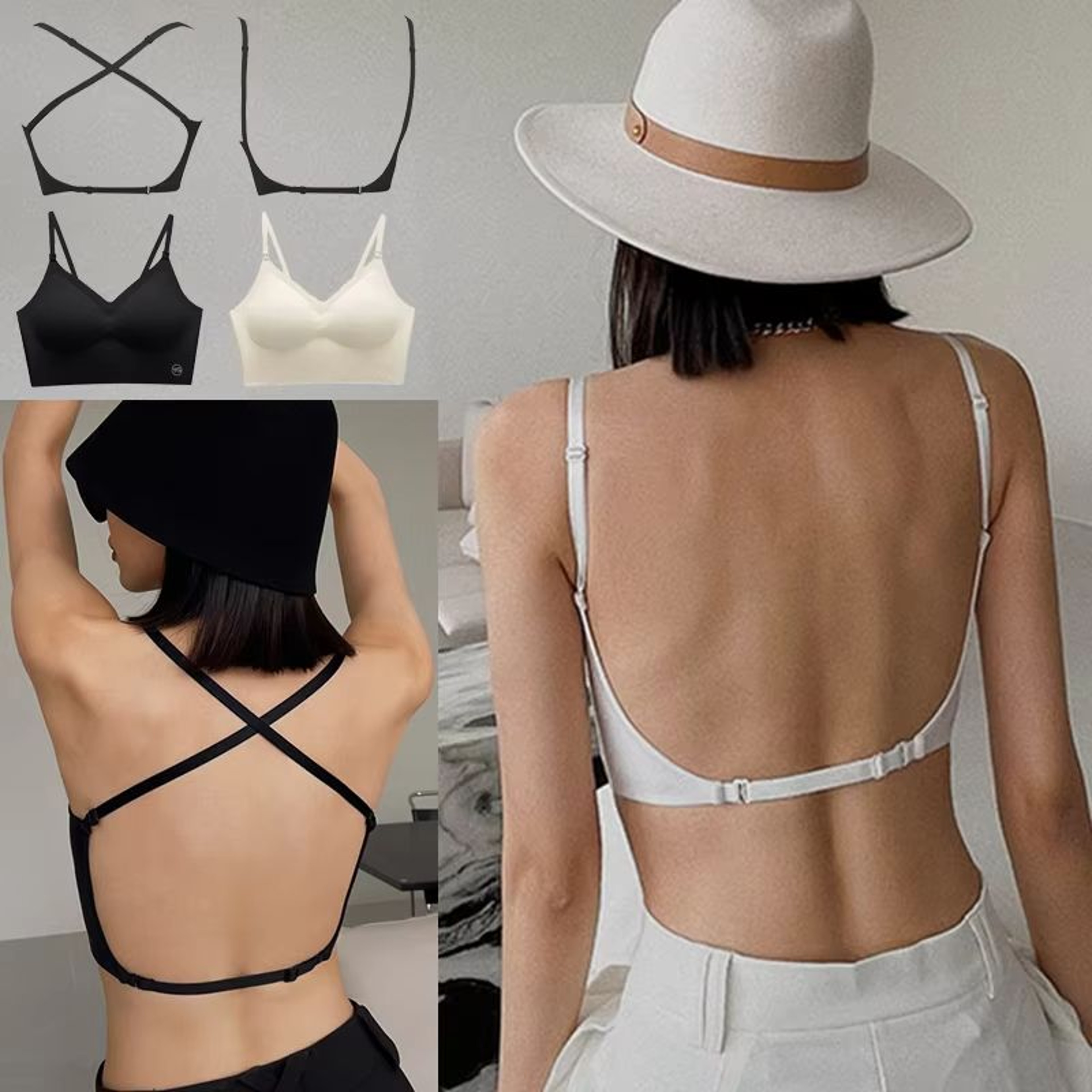 Invisible PushUp Bra  Backless Seamless LowCut Plunge Lingerie For Women 0