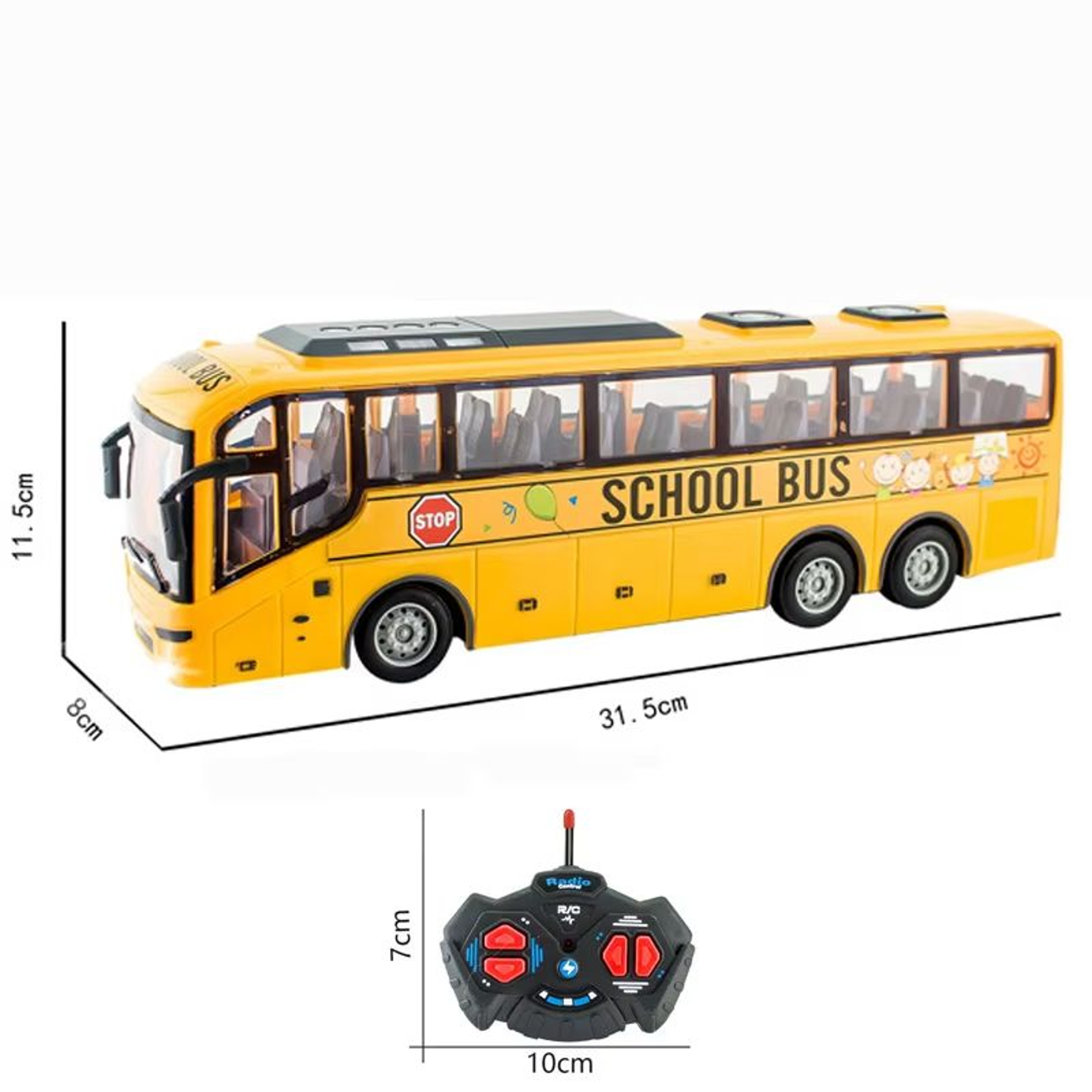 RC Large Electric Bus Model  Remote Control School  Tour Bus Toy With LED Lights 7