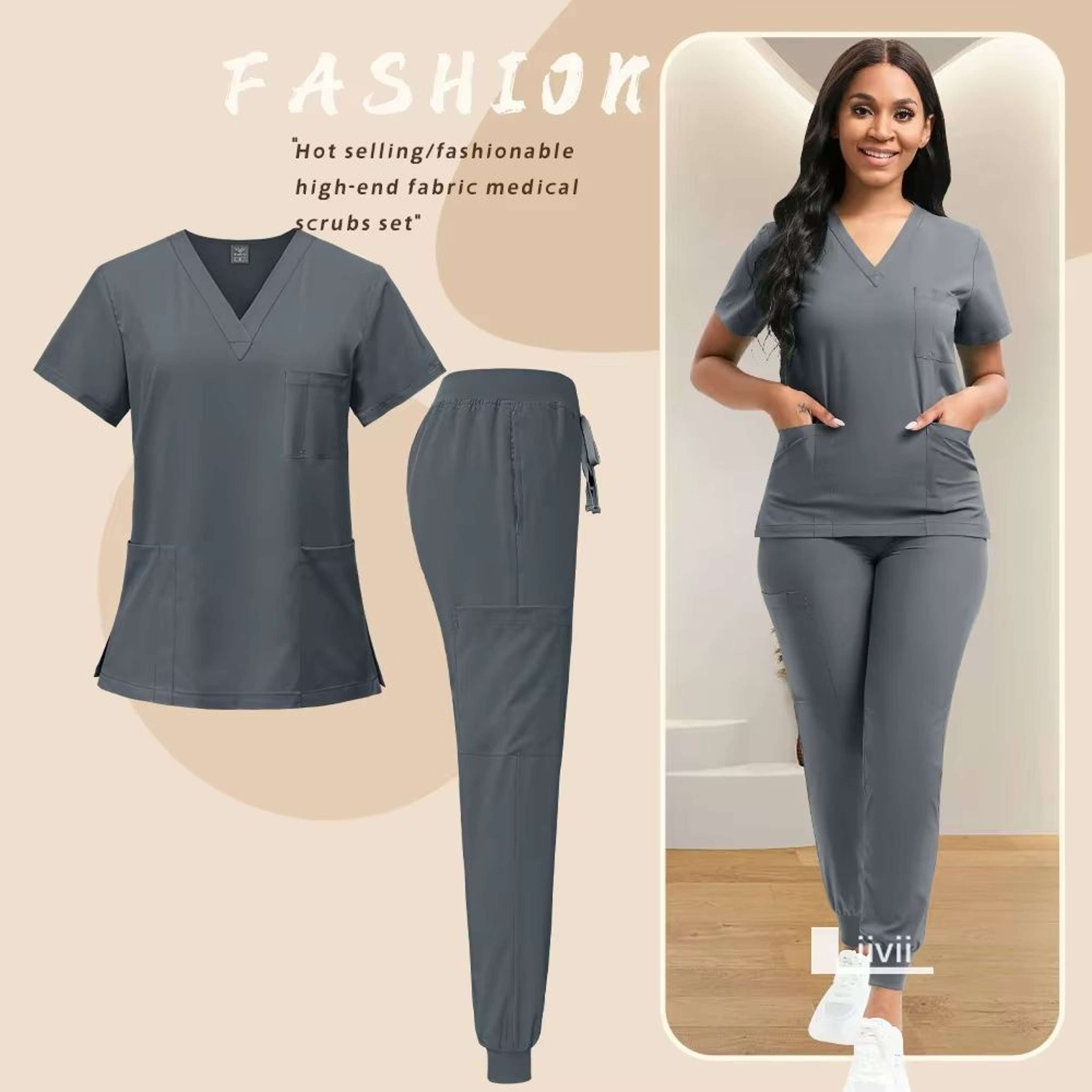 Medical Nurse Uniform Two Piece Scrubs Set For Women And Men Hospital Clinical Spa Dental Workwear 6