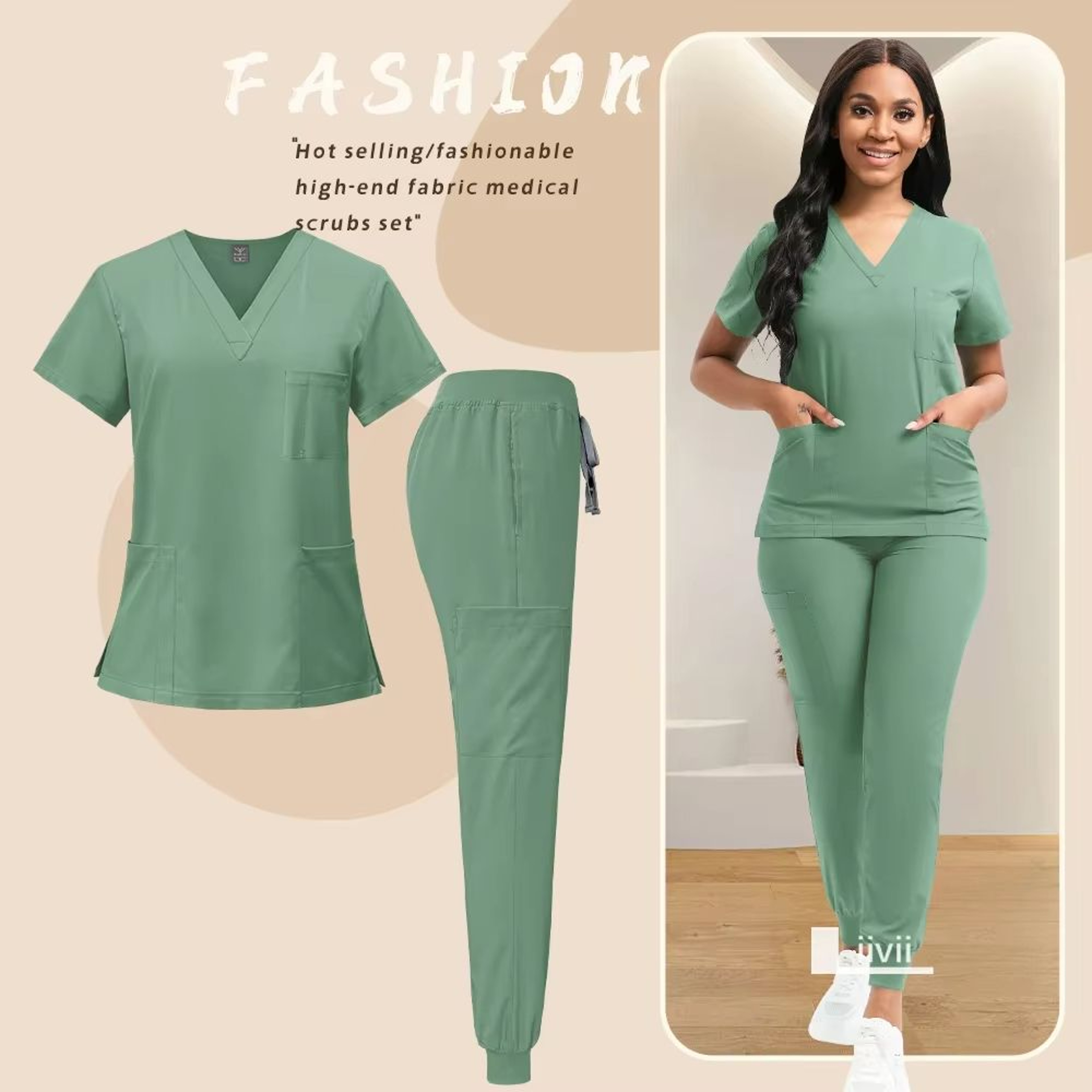 Medical Nurse Uniform Two Piece Scrubs Set For Women And Men Hospital Clinical Spa Dental Workwear 7