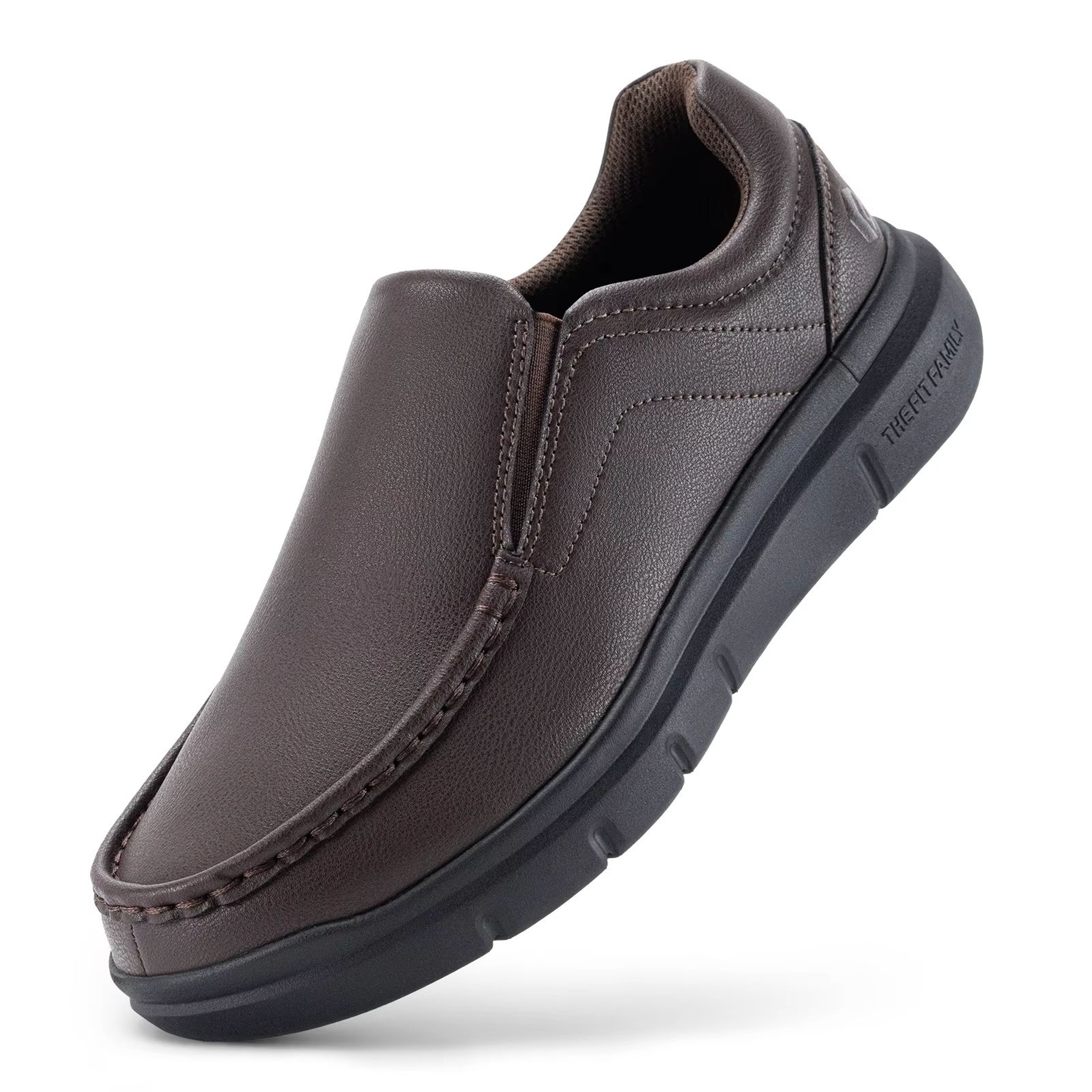 Mens Wide Width Leather Slip On Casual Shoes With Arch Support And Pain Relief For Swollen Feet 6