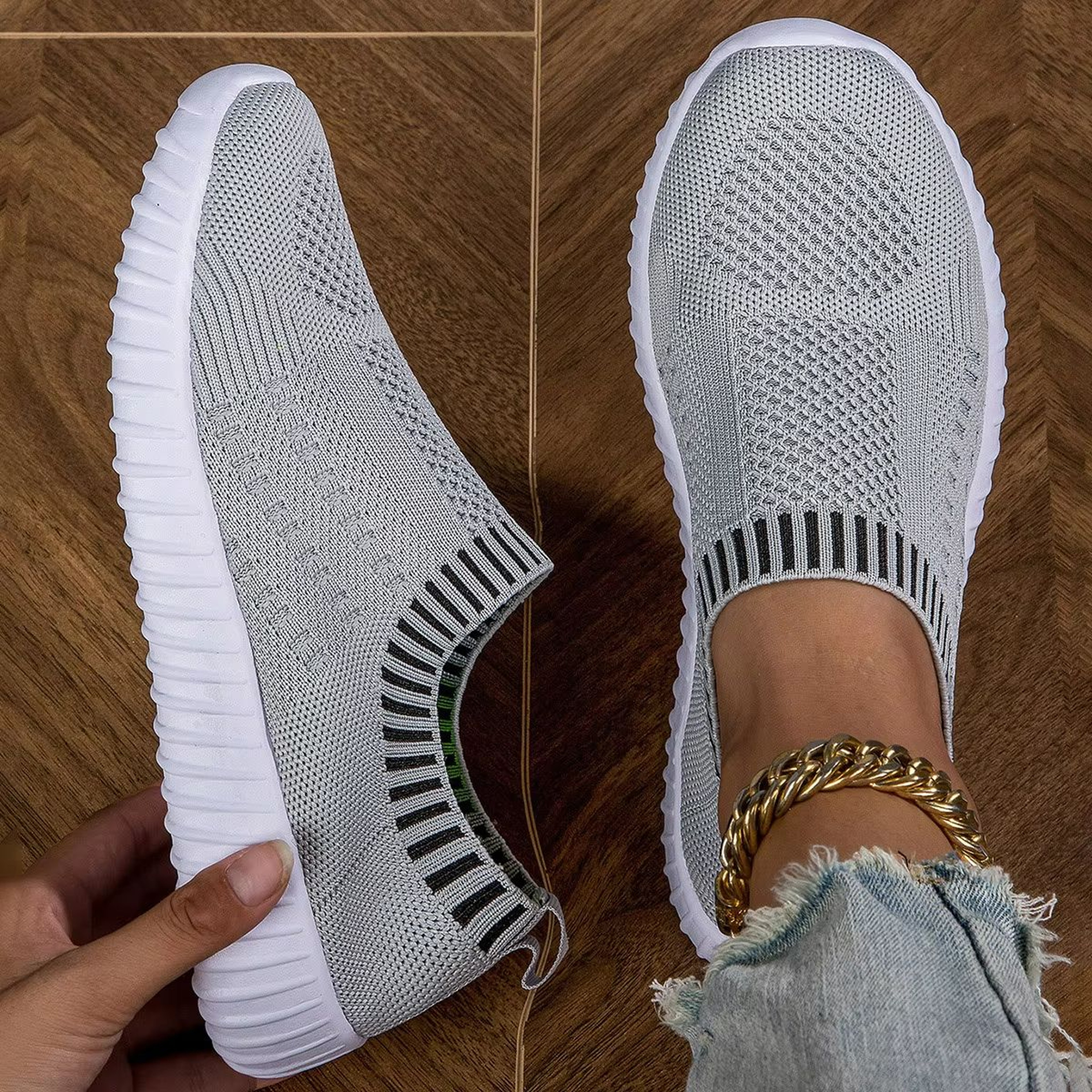 Womens Breathable Knit Sneakers  Lightweight Mesh Casual Walking Shoes 7