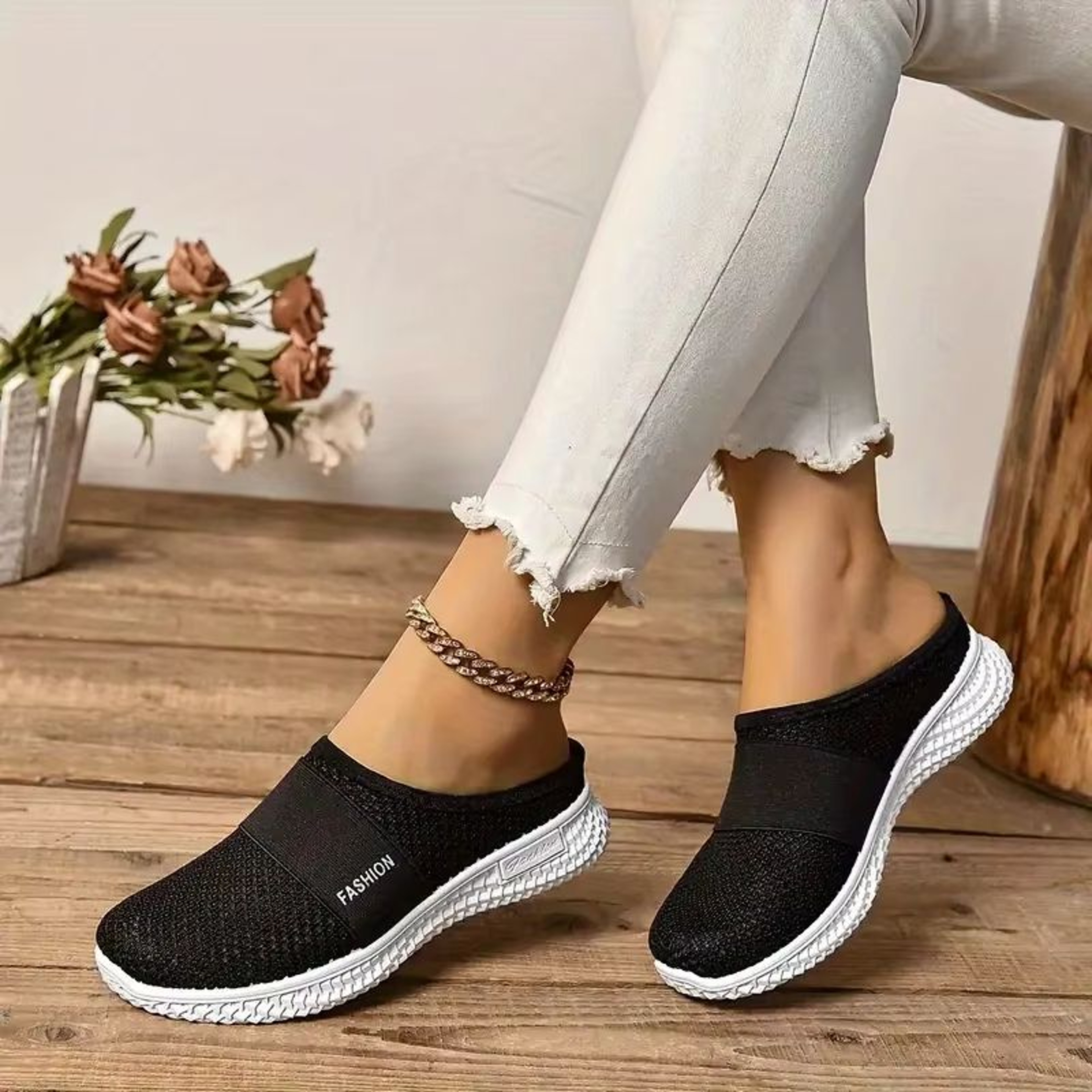 Solid Color Womens Mules  Soft Sole Platform SlipOn Walking Shoes 4