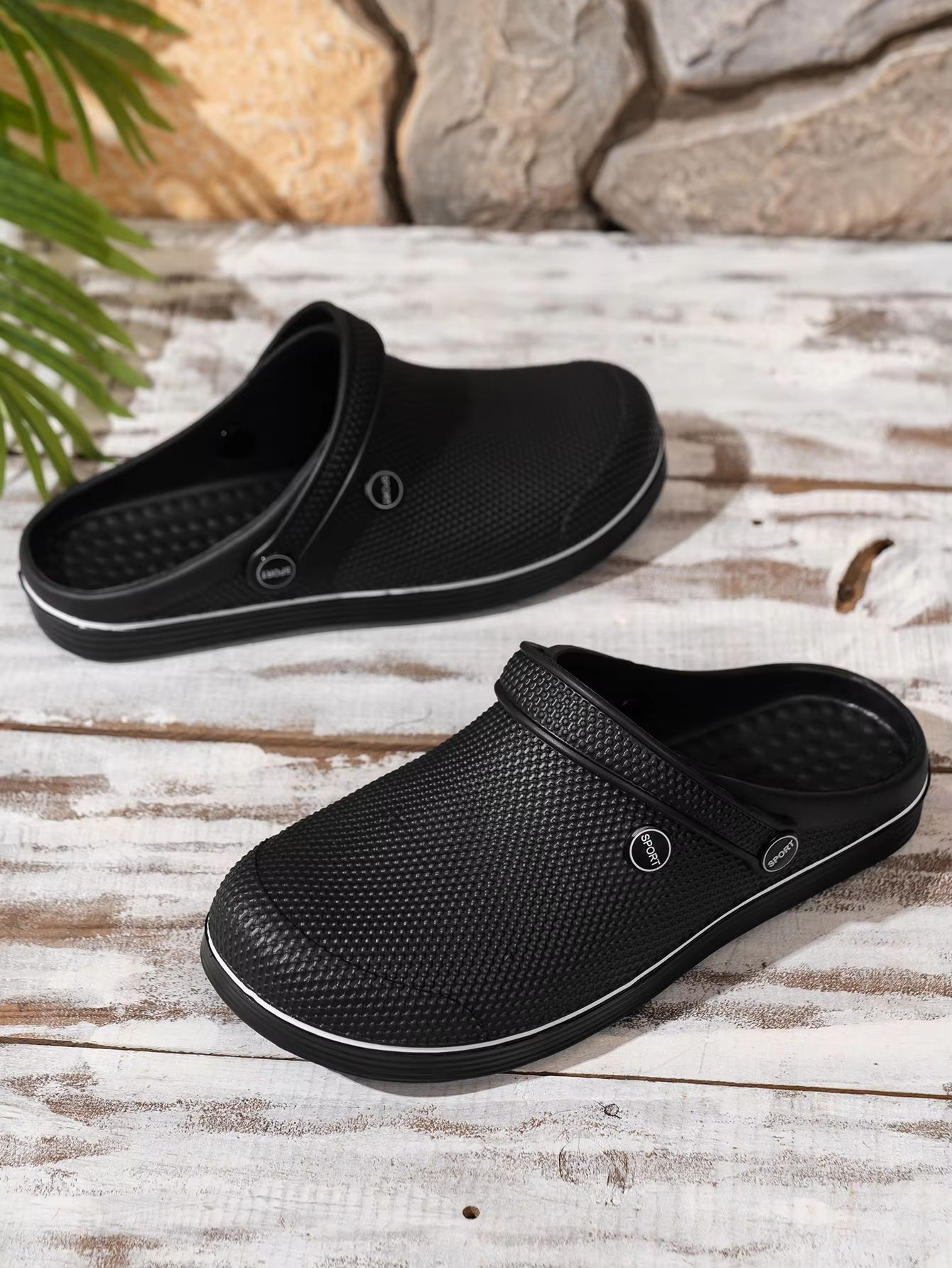 Mens Breathable FlatSoled Clogs  Comfortable NonSlip Casual Work  Home Shoes 3