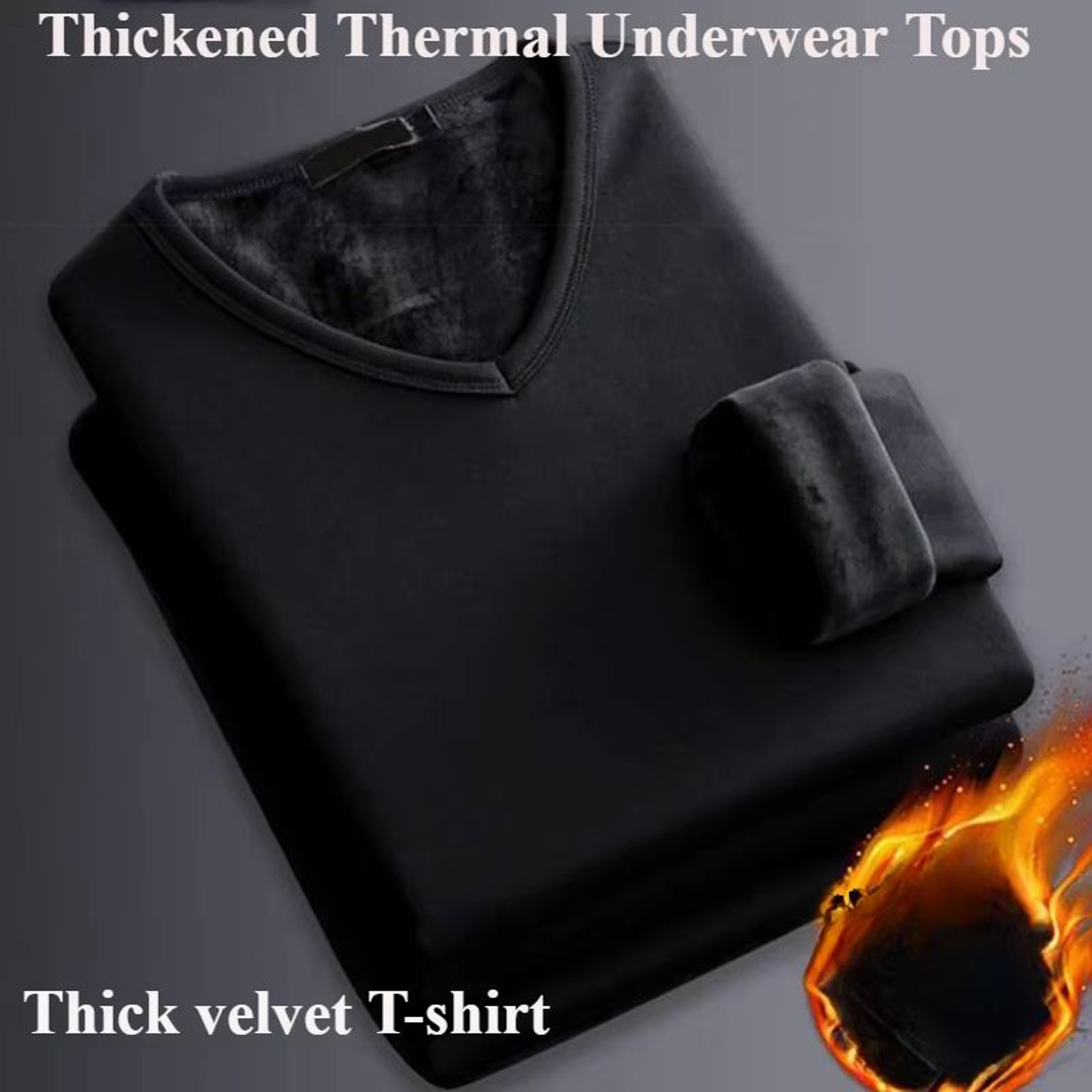 Mens Winter Thermal Underwear Shirt  LongSleeve Plus Velvet Slim Fit Base Layer For Cold Weather 9