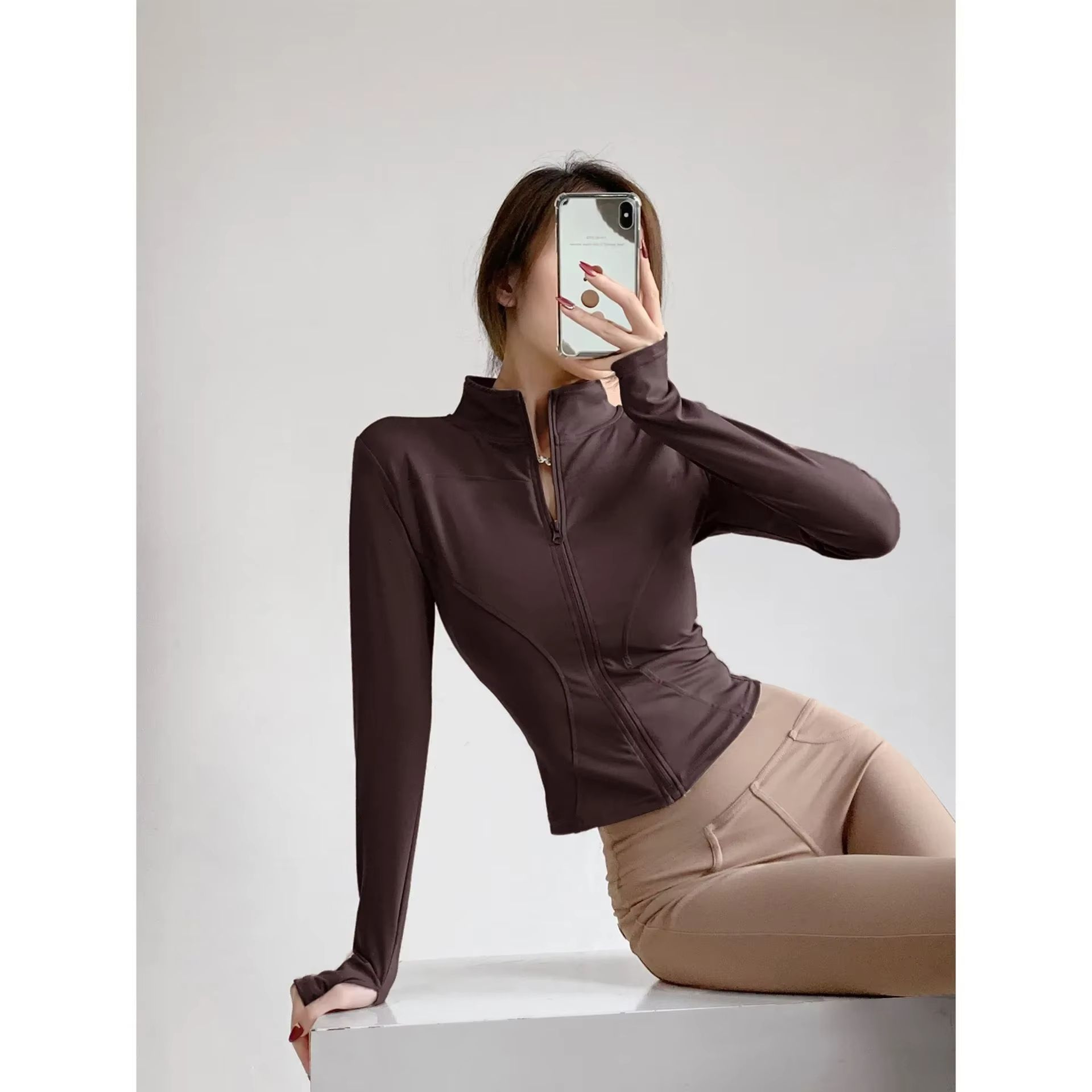 Womens Quick Dry Yoga Jacket  Long Sleeve Zipper Sports Coat For Running Fitness  Training S3XL 17