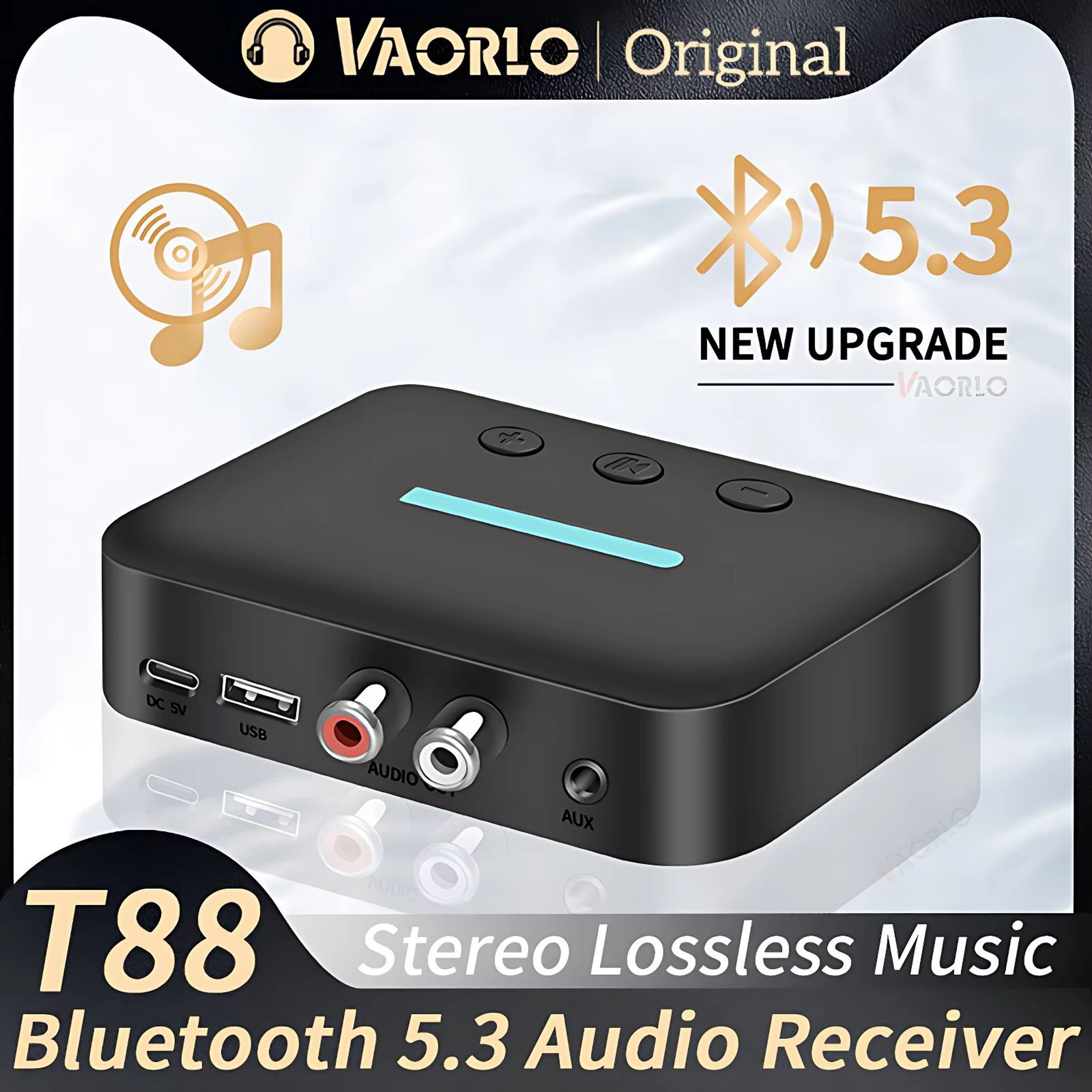 USB Bluetooth 53 Audio Receiver Adapter  Wireless AUX RCA Stereo Receiver With UDisk Playback For D