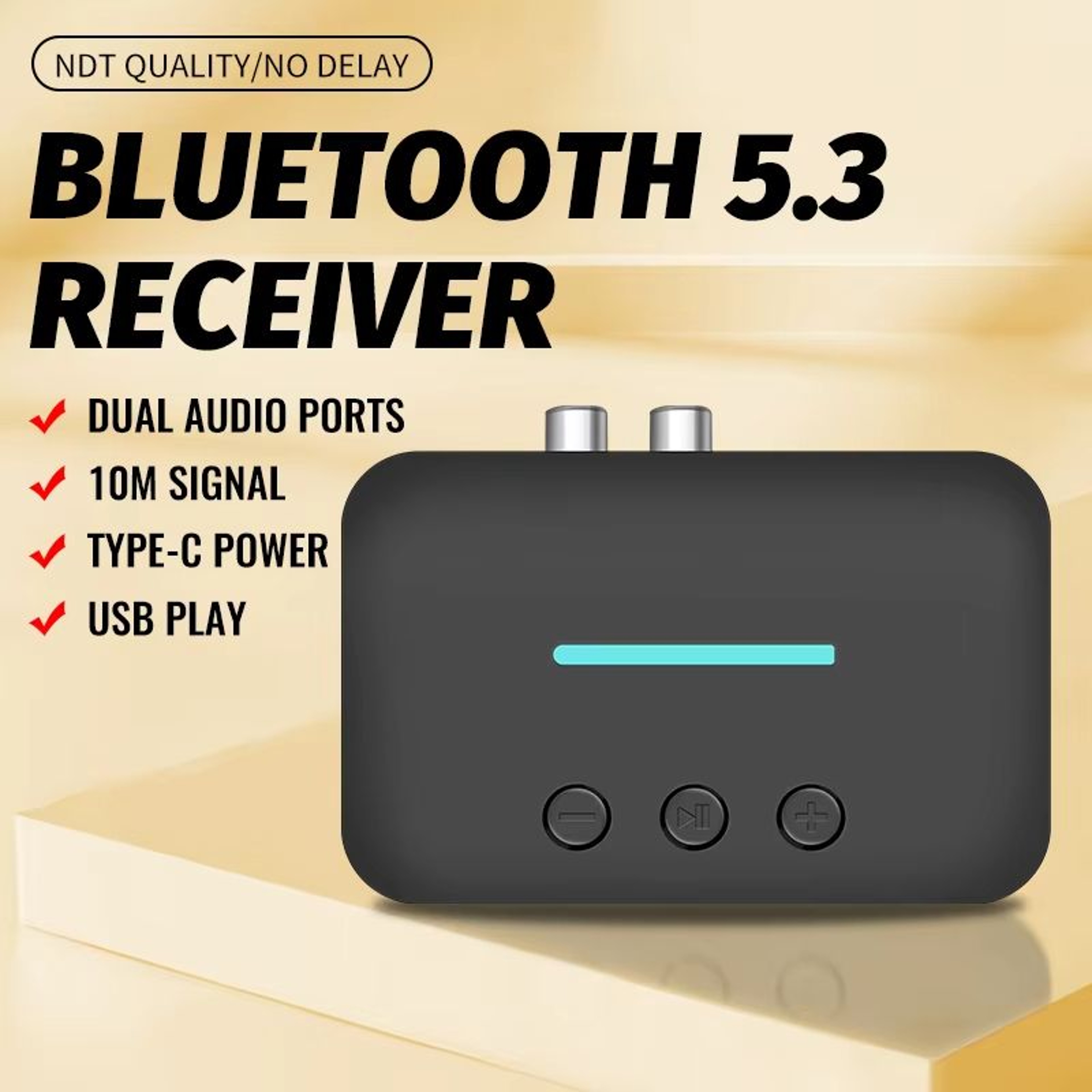 USB Bluetooth 53 Audio Receiver Adapter  Wireless AUX RCA Stereo Receiver With UDisk Playback For D