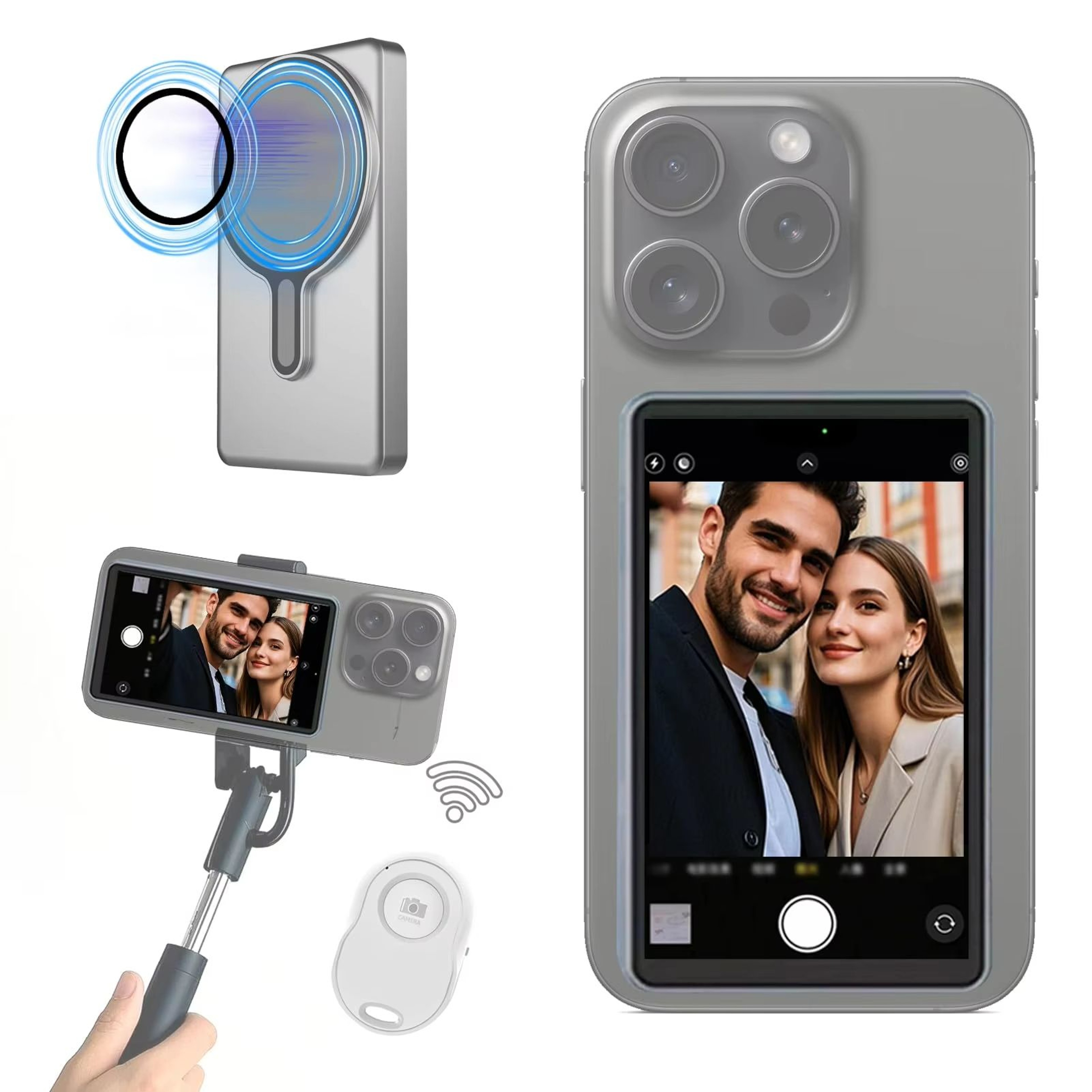 Magnetic Phone Selfie Monitor  Rear Camera Screen For IPhone  Android Vlogging Live Streaming And P 0