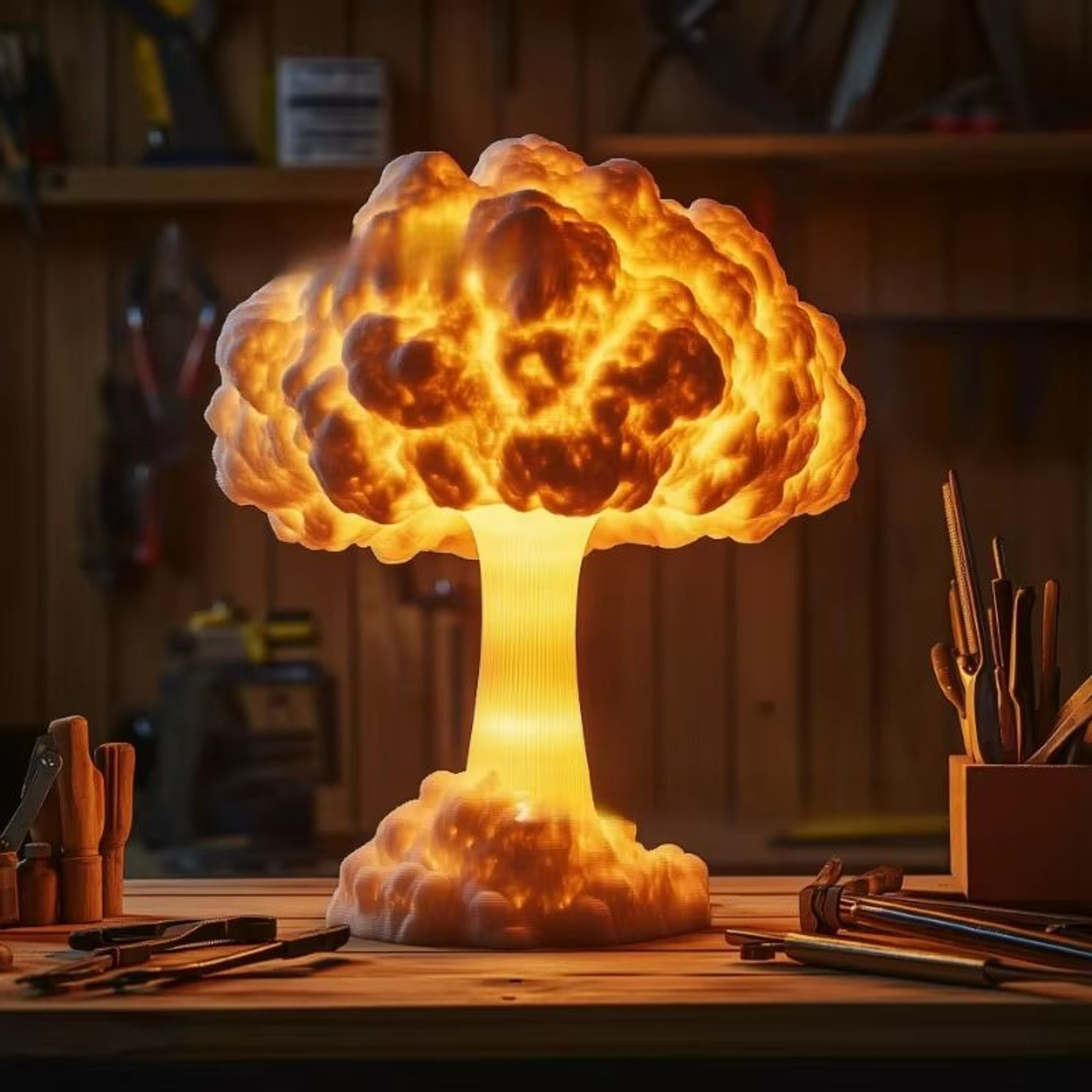 Atomic Mushroom Cloud Table Lamp  Resin Desk Light With USB Power For Home  Office Decor 0