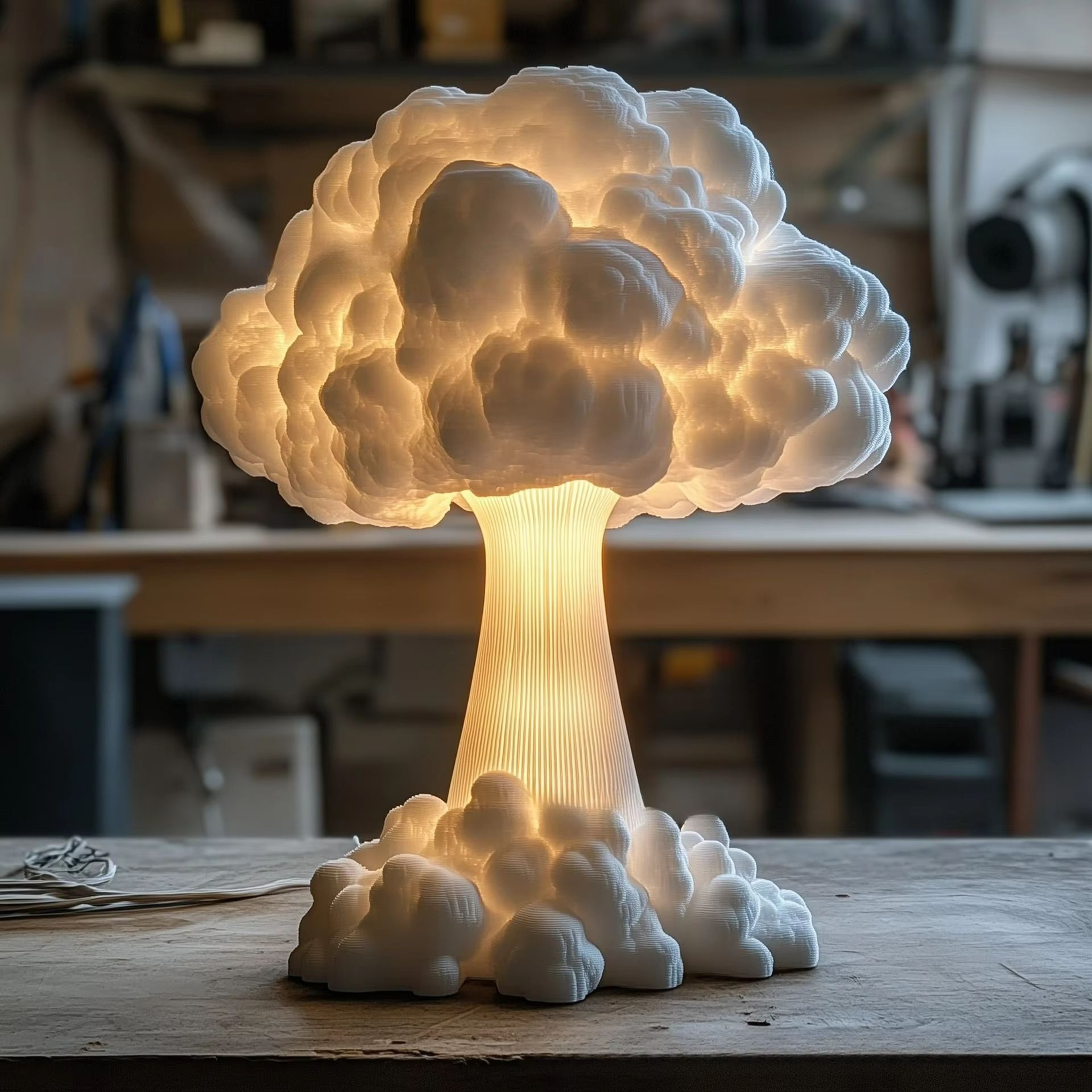 Atomic Mushroom Cloud Table Lamp  Resin Desk Light With USB Power For Home  Office Decor 2