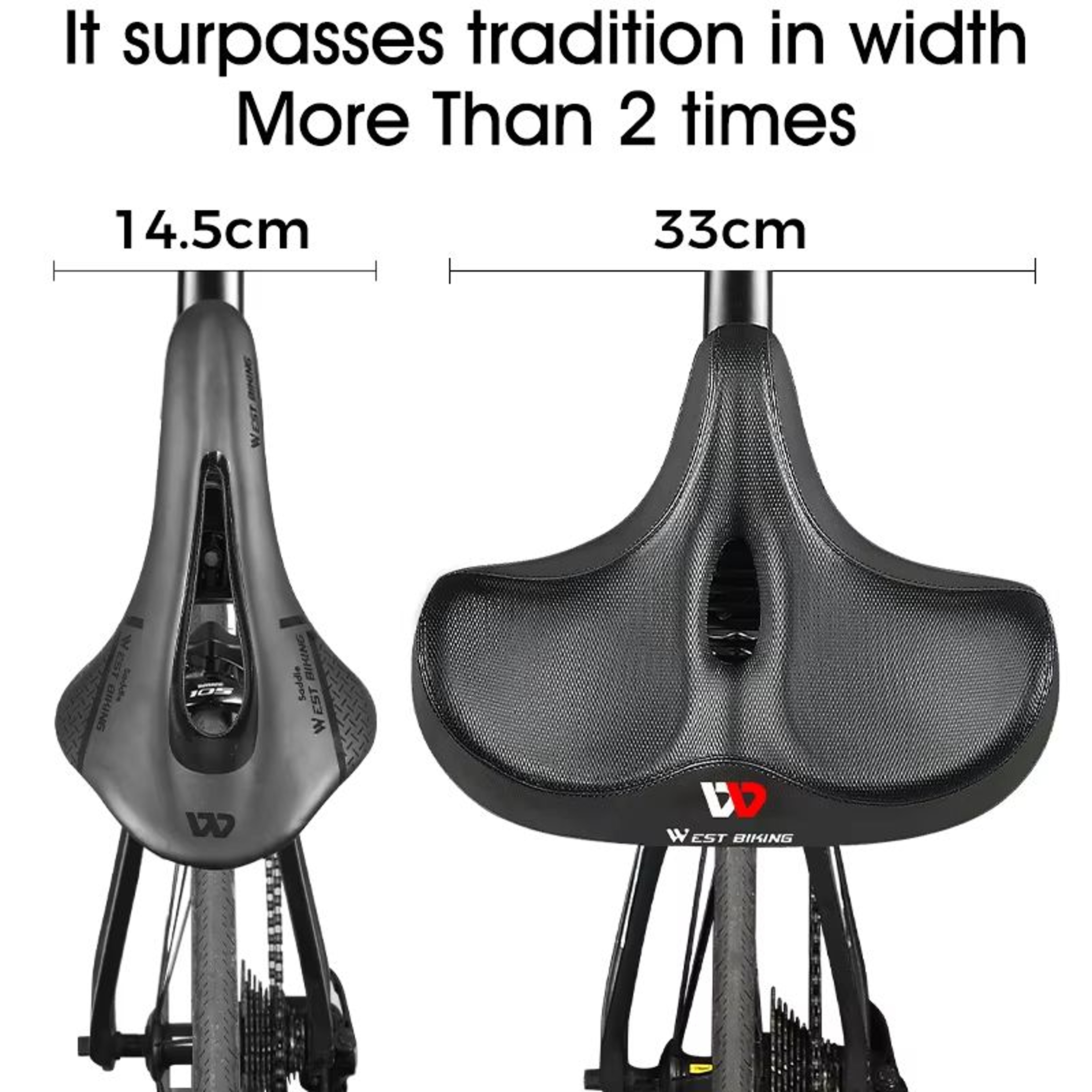 WEST BIKING Ergonomic Bicycle Saddle  Soft Breathable  Extra Wide Comfort Seat For Road MTB  City B 3