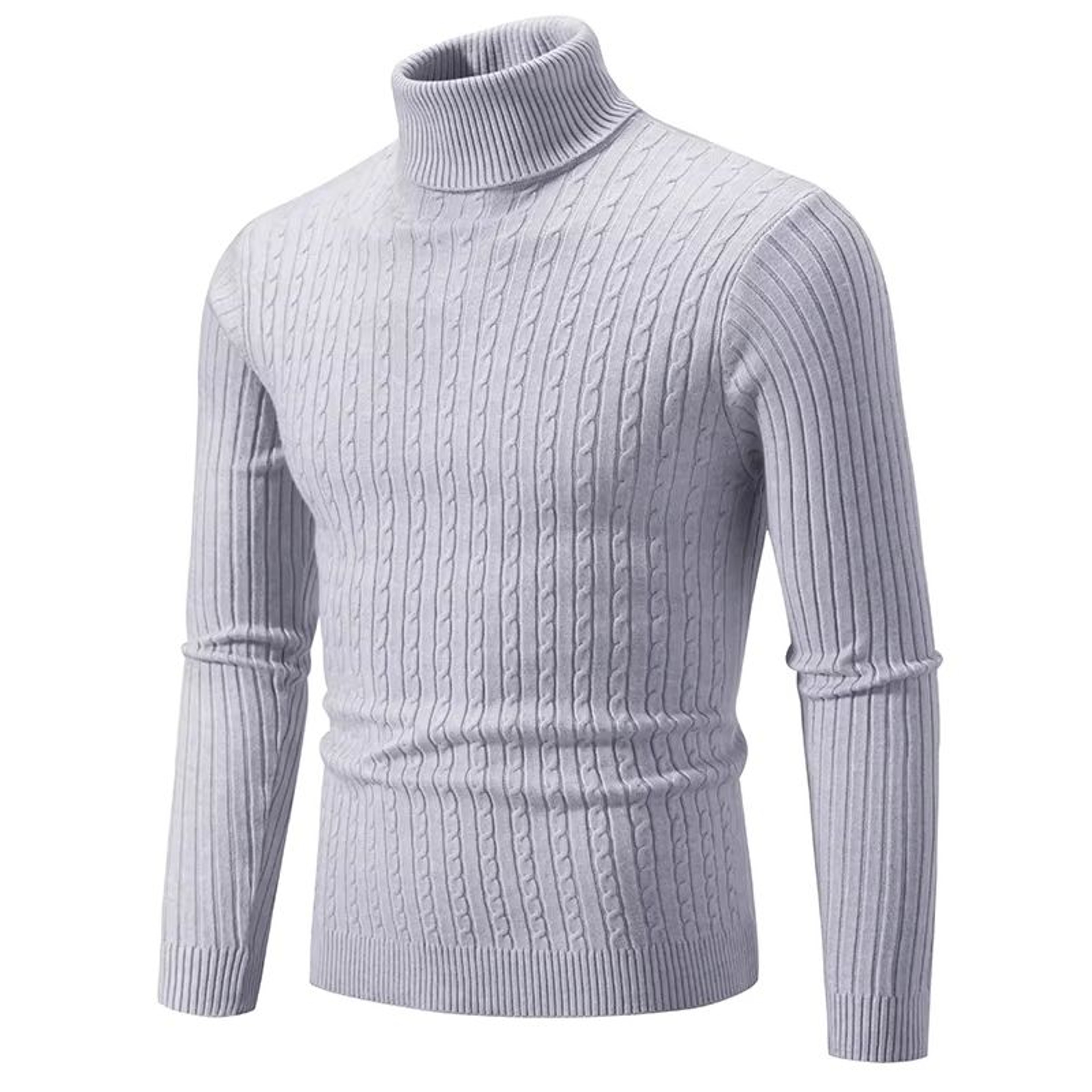 Mens High Neck Sweater  Solid Color Knitted Pullover Turtleneck For Winter Warmth 6