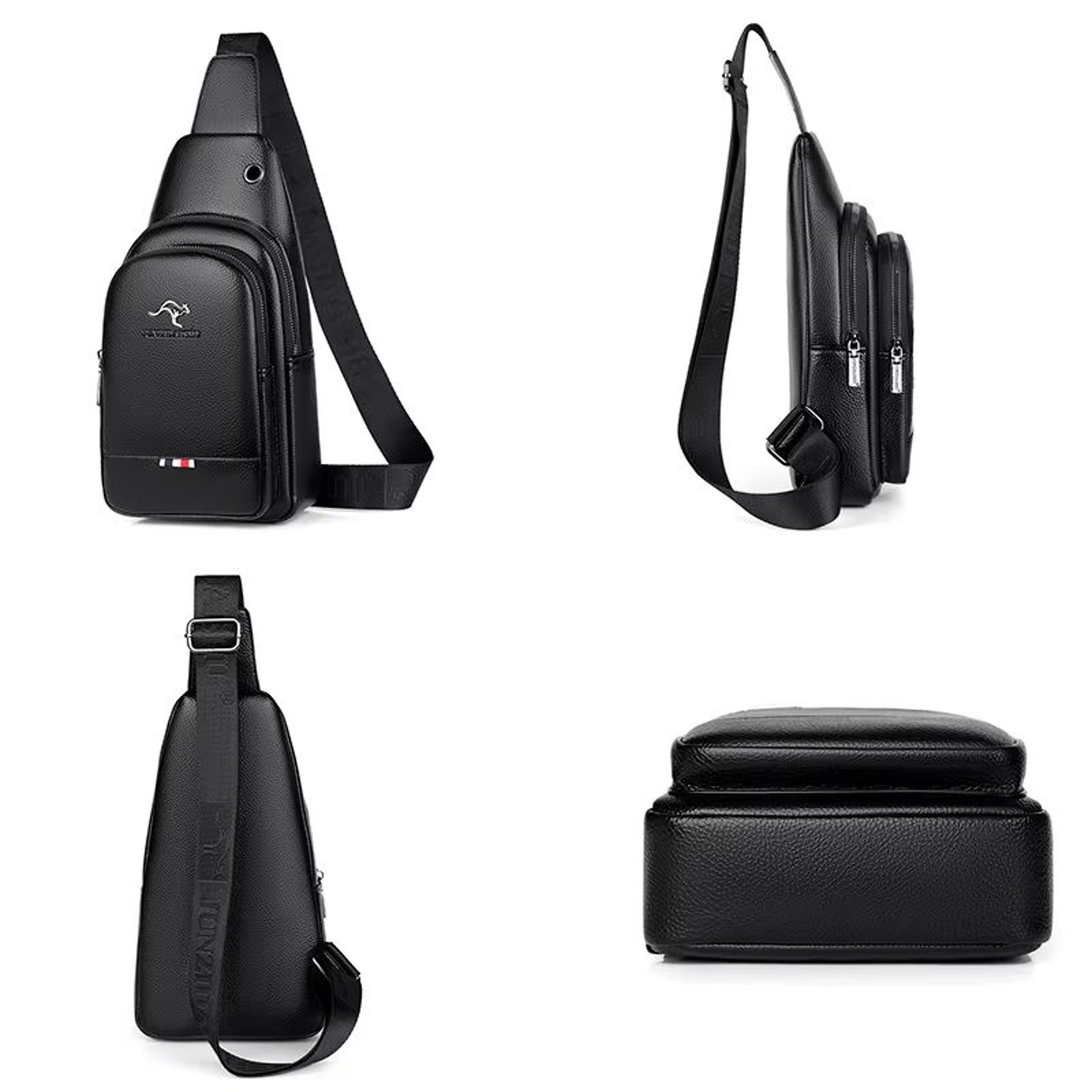 Mens Chest Pack Crossbody Bag  Luxury PU Leather Shoulder Bag For Everyday Use 4