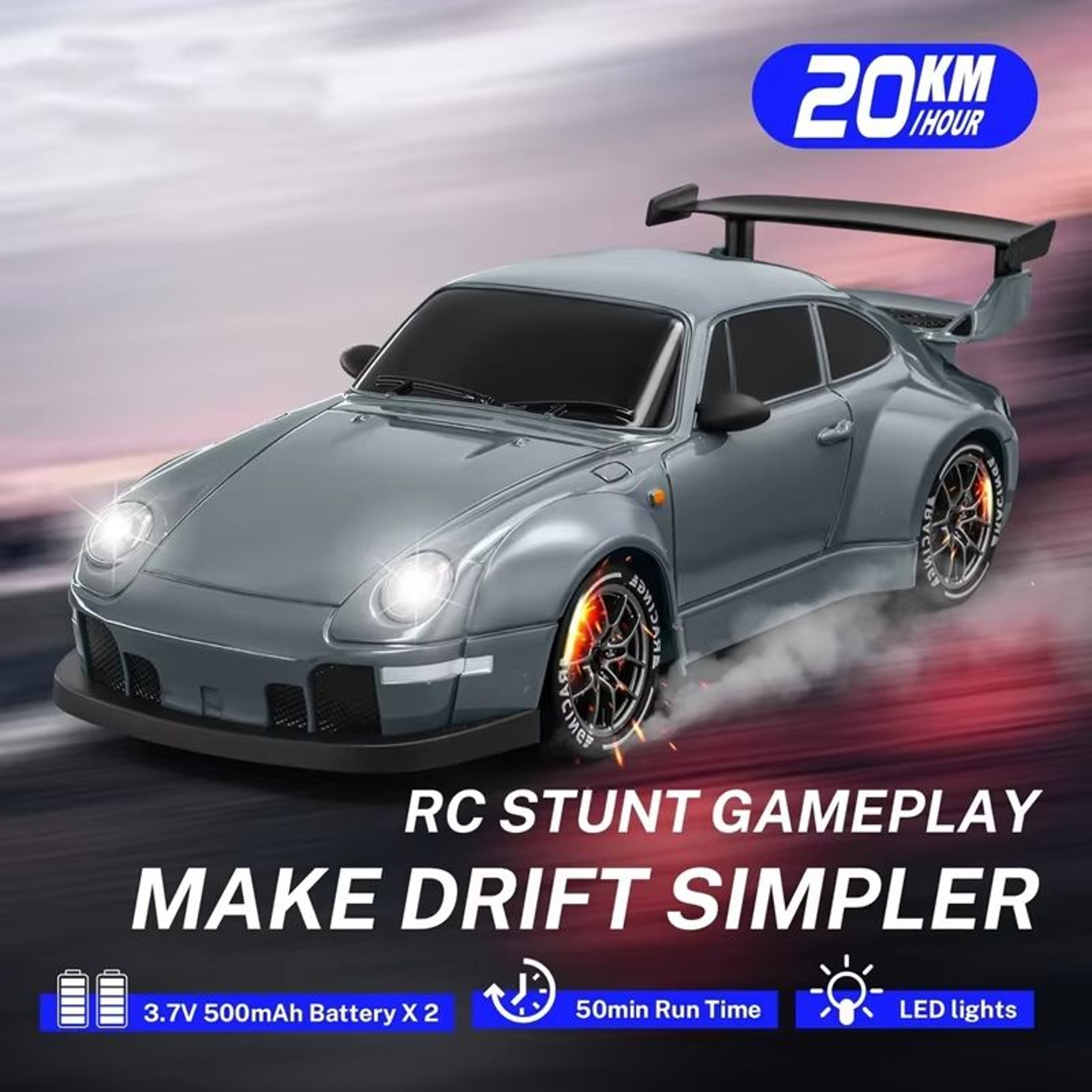 4WD RC Drift Car With LED Lights  High Speed 24G Remote Control Racing Car Toy 2