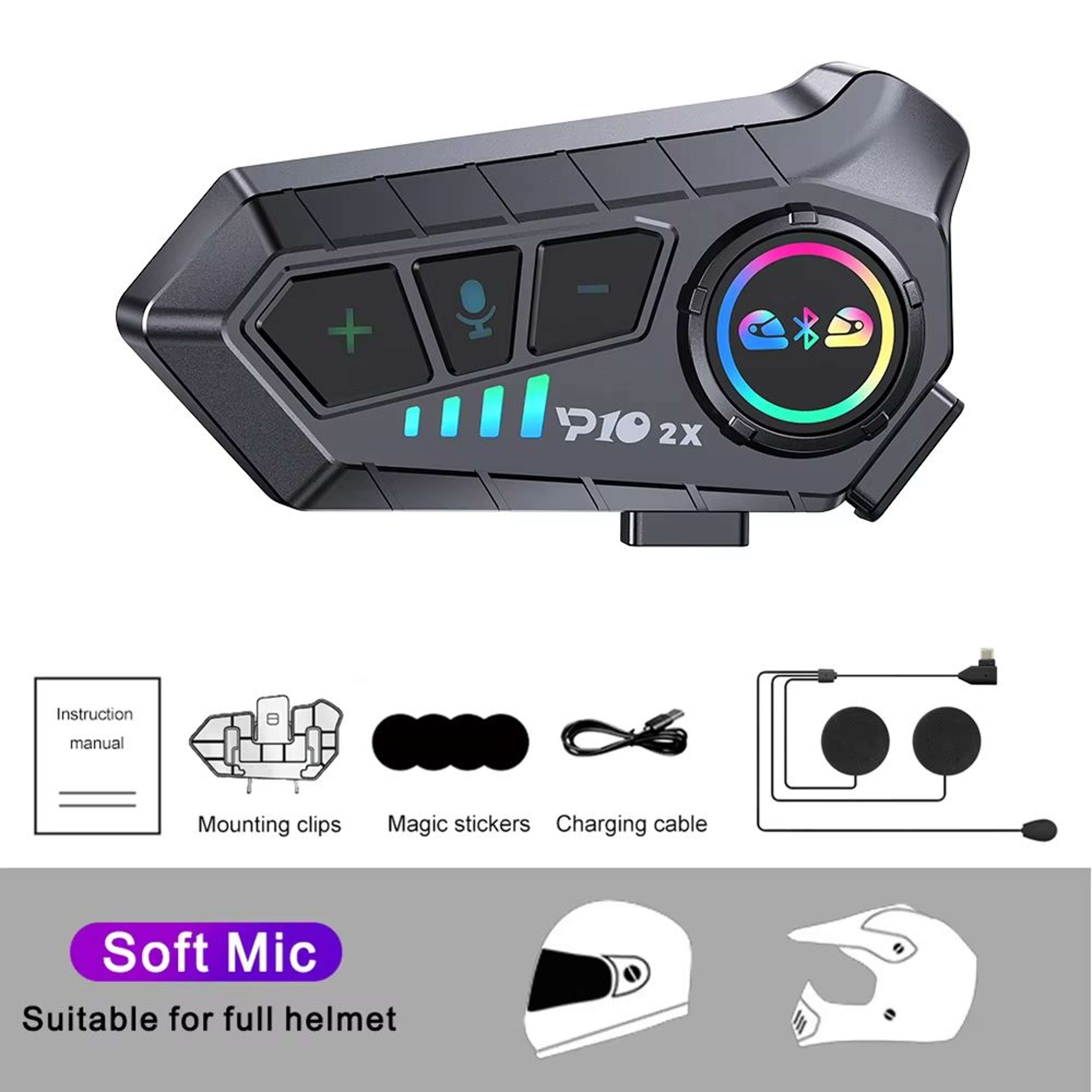 Motorcycle Bluetooth Intercom Headset  Waterproof Helmet Communication System With Music Sharing Fo 6
