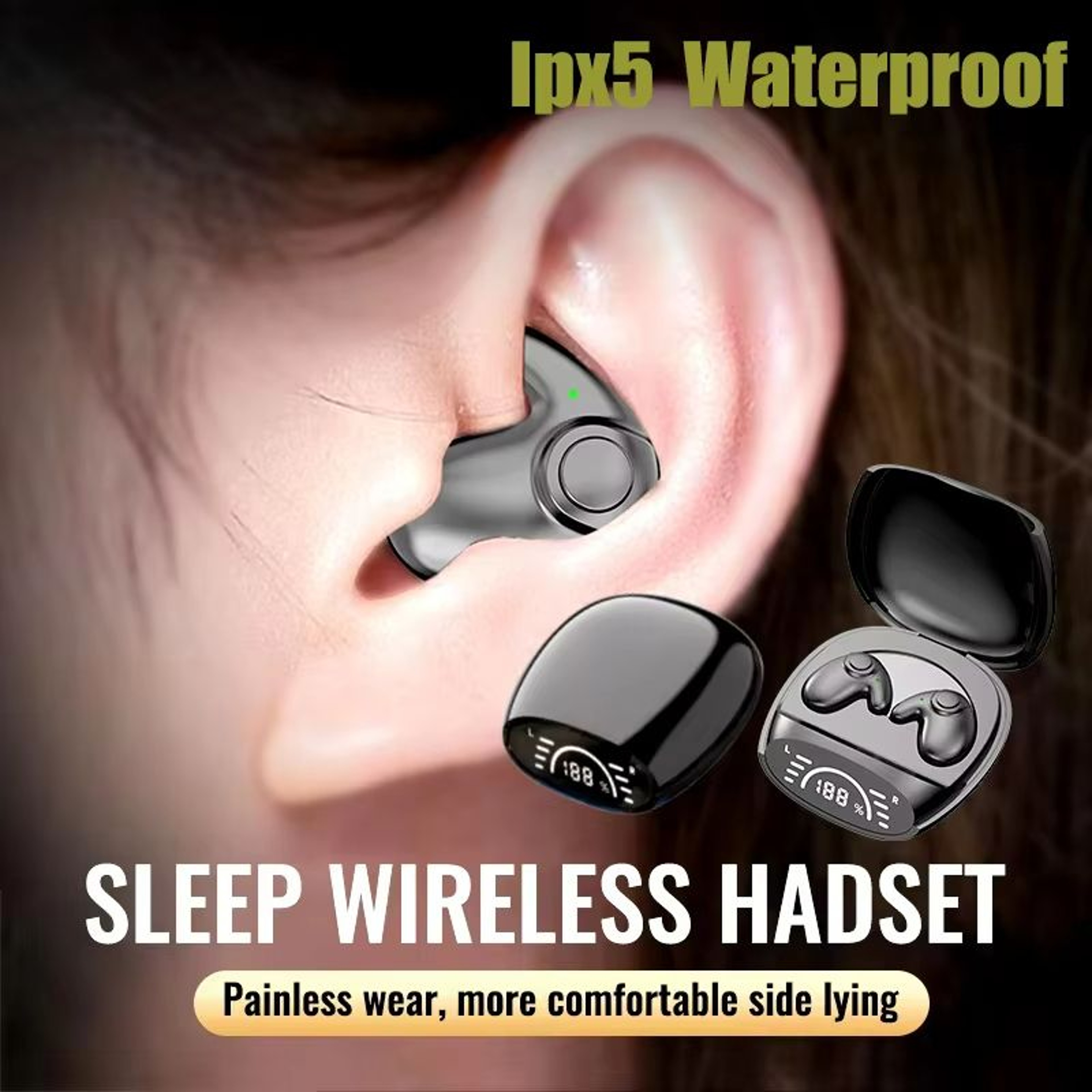 Invisible Sleep Earbuds  Waterproof Bluetooth 53 Noise Cancelling Earphones With Microphone For Nig 0