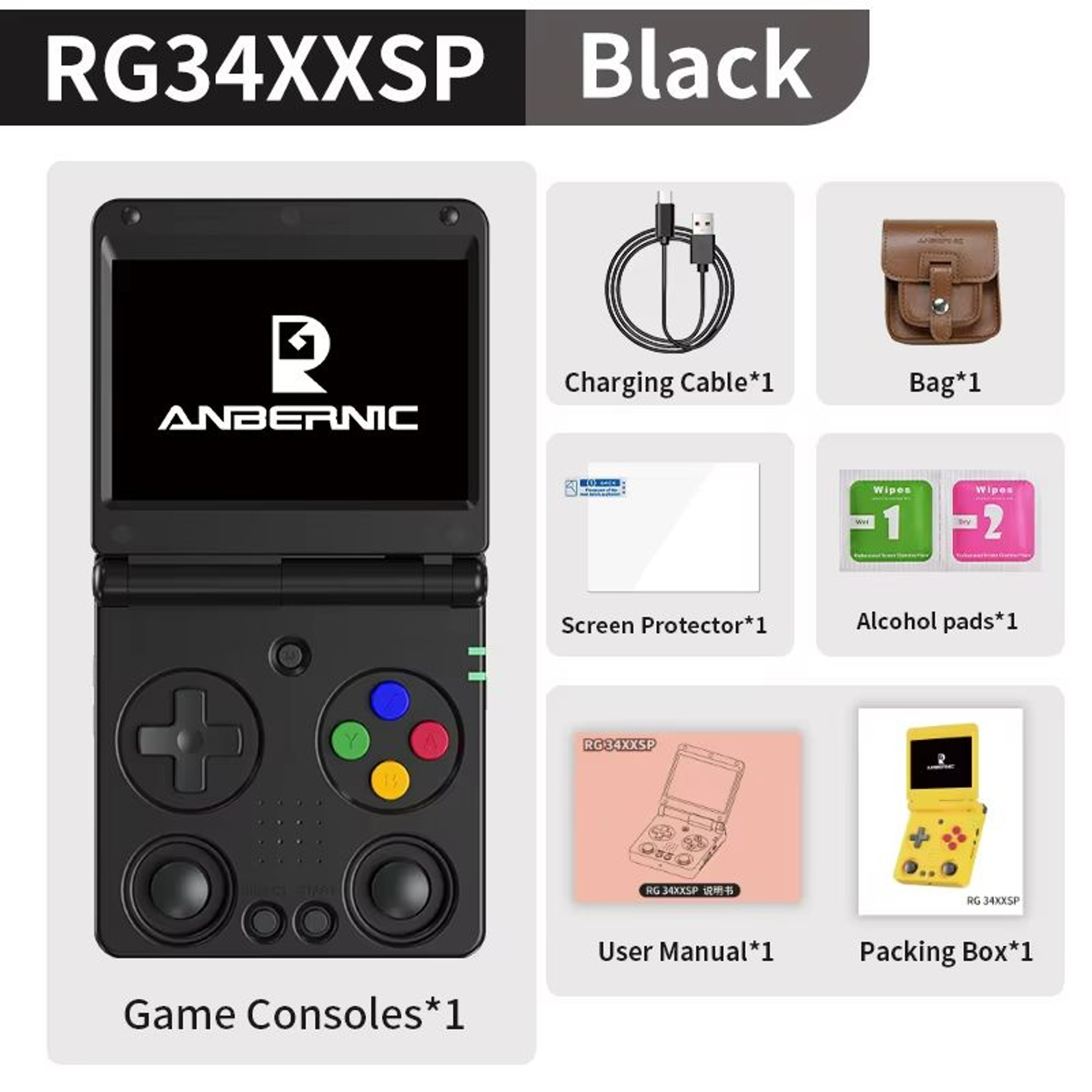 Anbernic RG34XXSP Retro Handheld Game Console  Flip Design With 34 IPS Screen WiFi  64Bit Linux Sys