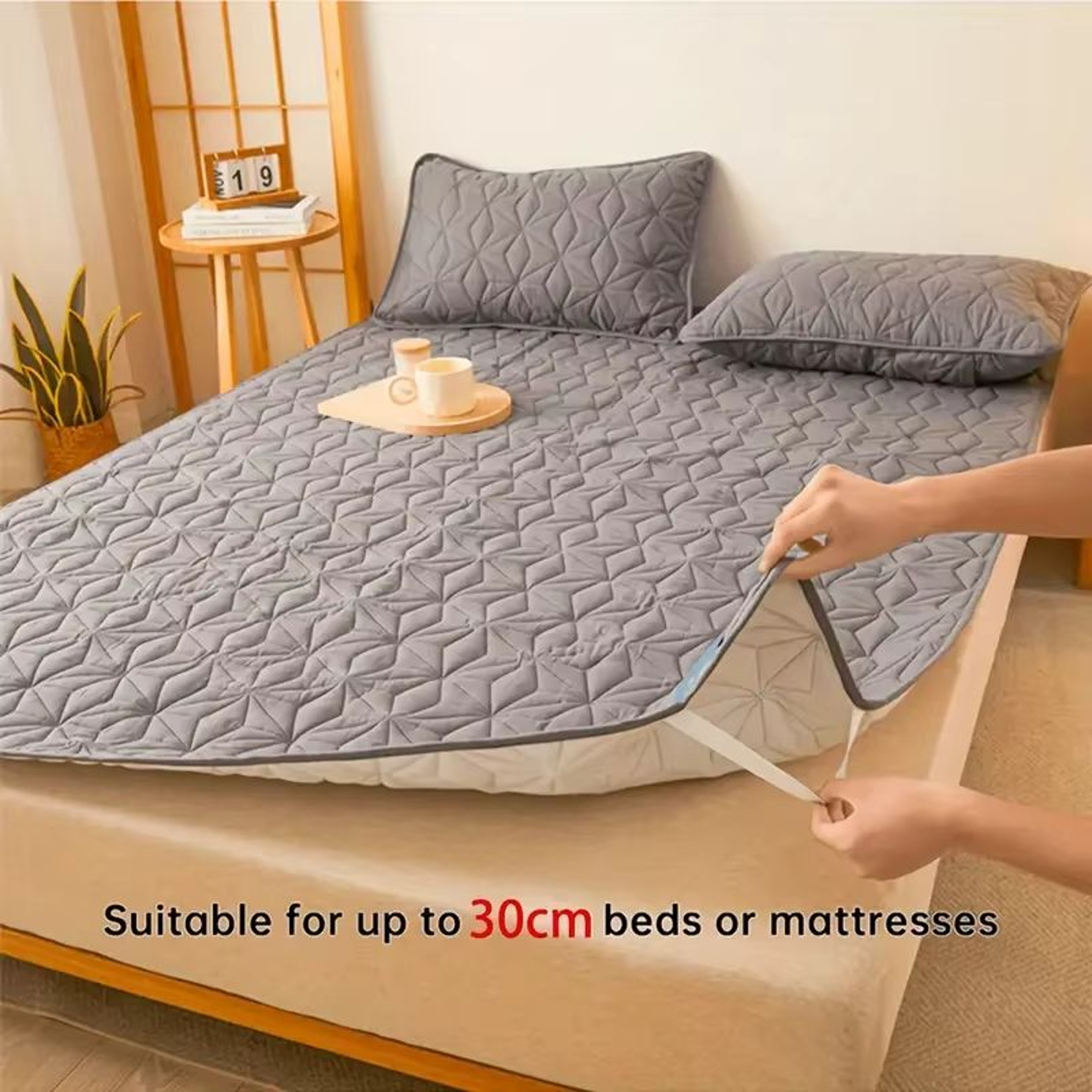 Breathable Waterproof Mattress Protector With Elastic Straps  Noiseless Deep Pocket Cover Pad 0