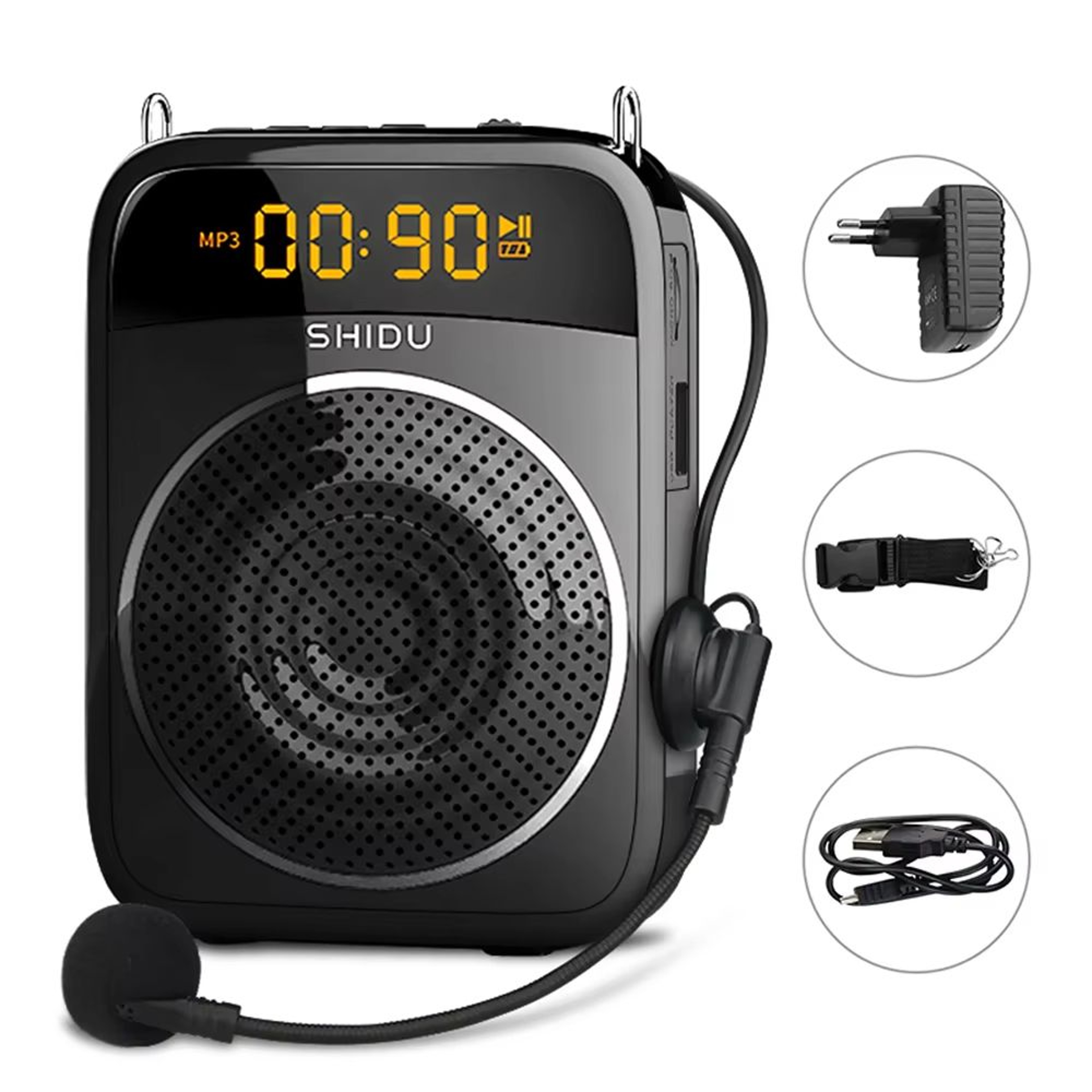 SHIDU 15W Portable Voice Amplifier With Wired Microphone Bluetooth Speaker  FM Radio 6