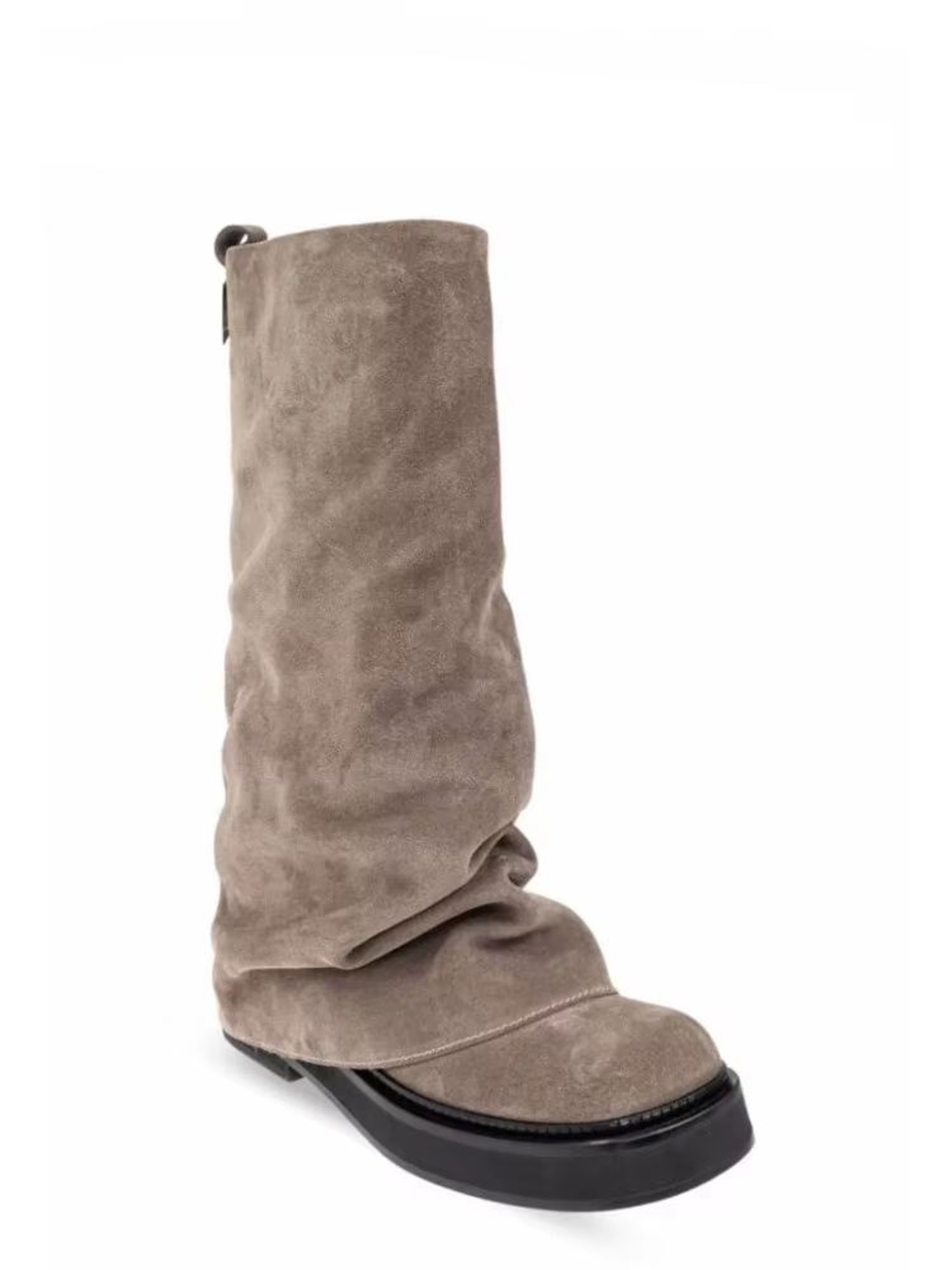 Womens Autumn Winter Calf Boots  Pleated Leather MidLeg Design With Thick High Heels 4