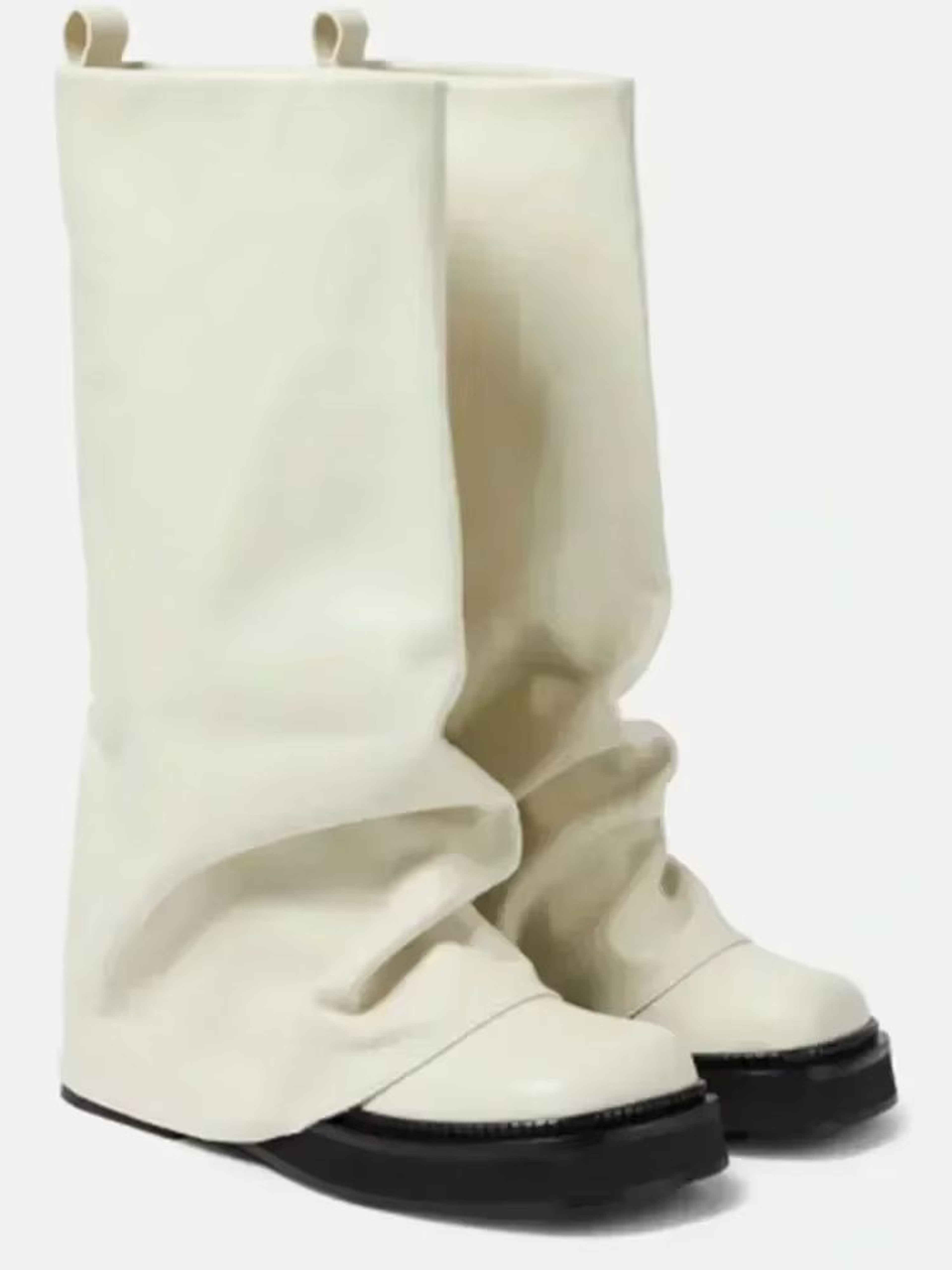 Womens Autumn Winter Calf Boots  Pleated Leather MidLeg Design With Thick High Heels 21
