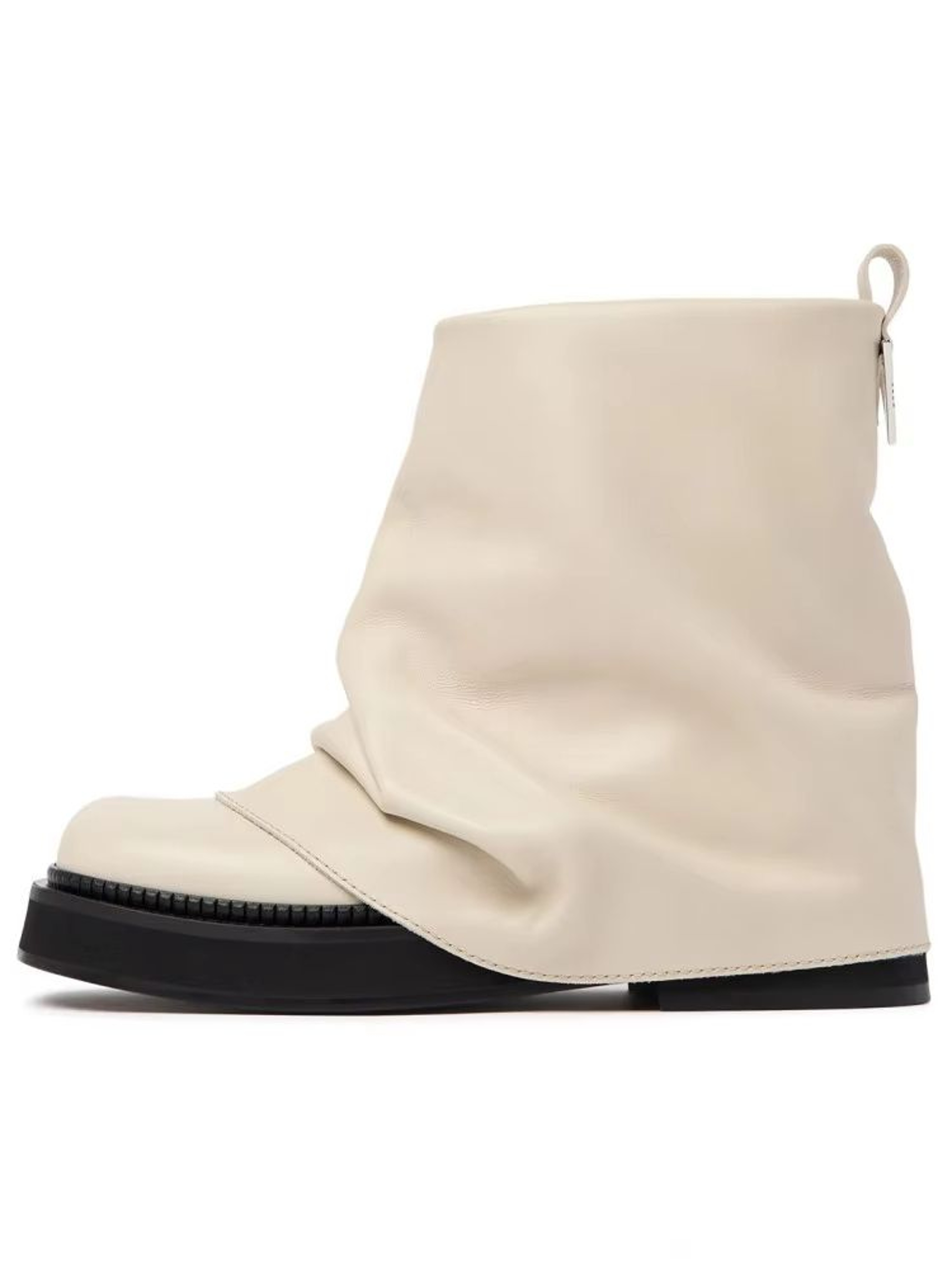 Womens Autumn Winter Calf Boots  Pleated Leather MidLeg Design With Thick High Heels 26