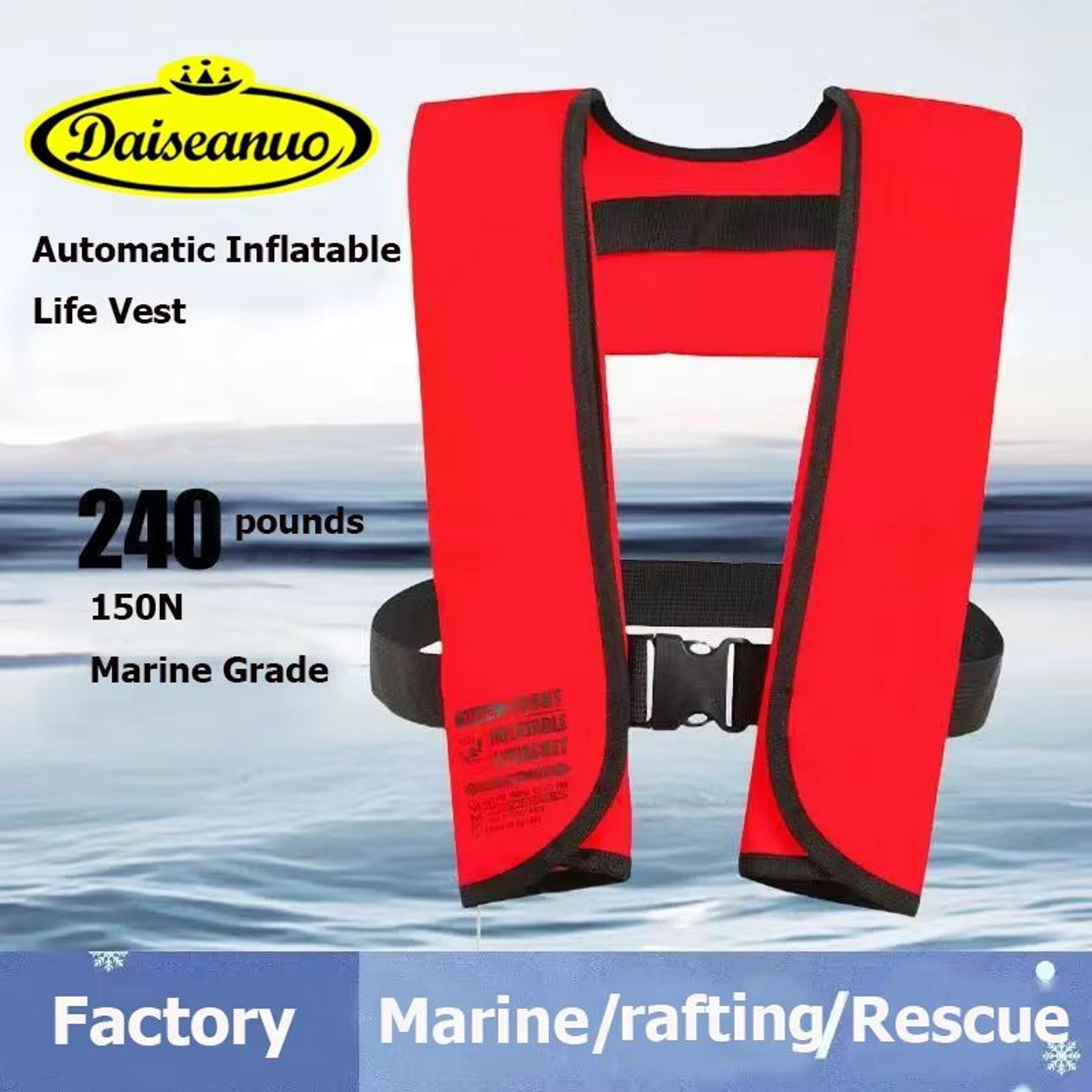 Auto  Manual Inflatable Life Vest  150N Adult PFD Life Jacket For Boating Fishing  Water Sports 0