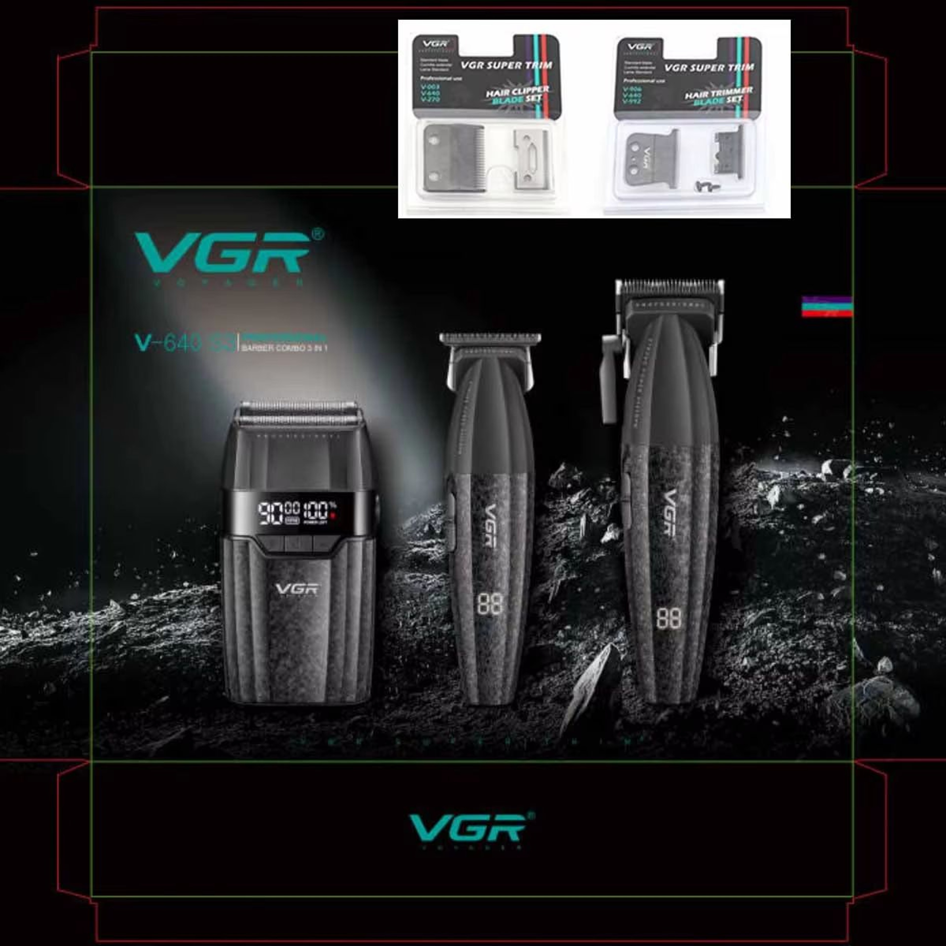 VGR V640 Professional Hair Trimmer  9000RPM Cordless Clipper With Adjustable Blade For Mens Groomin 12