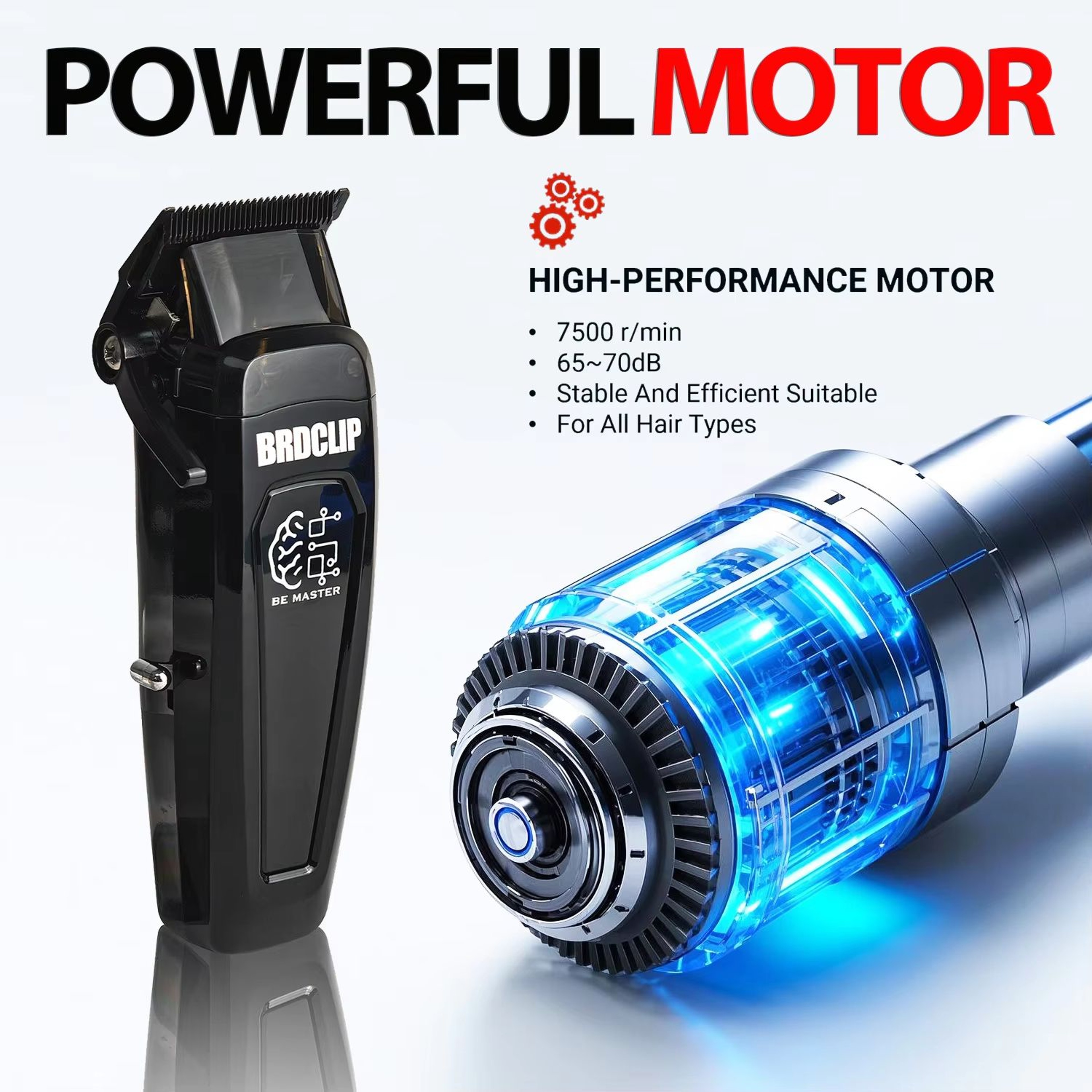 BRDCLIP BRD106 Professional Mens Hair Clipper 7500RPM Cordless Trimmer With Charging Base And DLC B 1