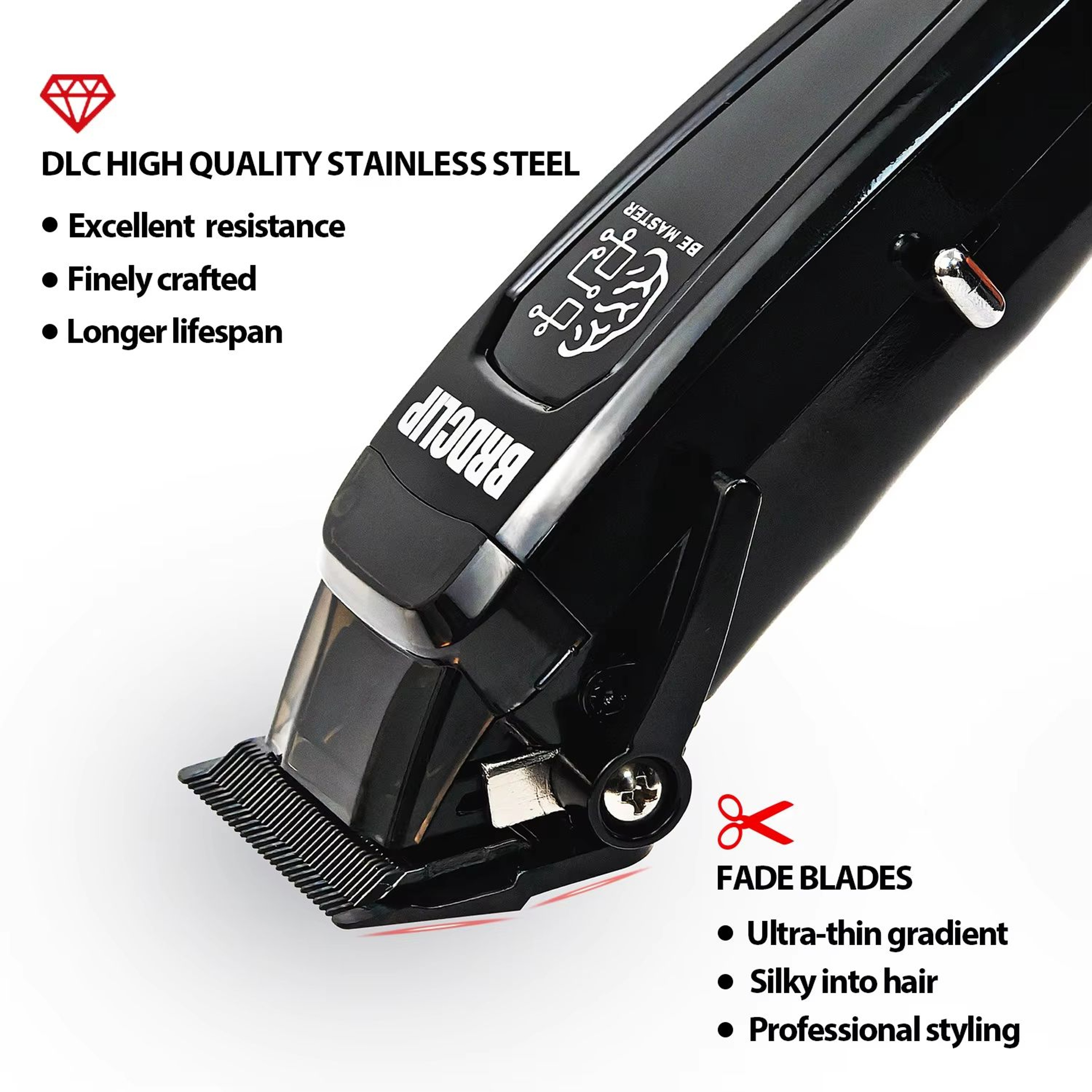 BRDCLIP BRD106 Professional Mens Hair Clipper 7500RPM Cordless Trimmer With Charging Base And DLC B 4