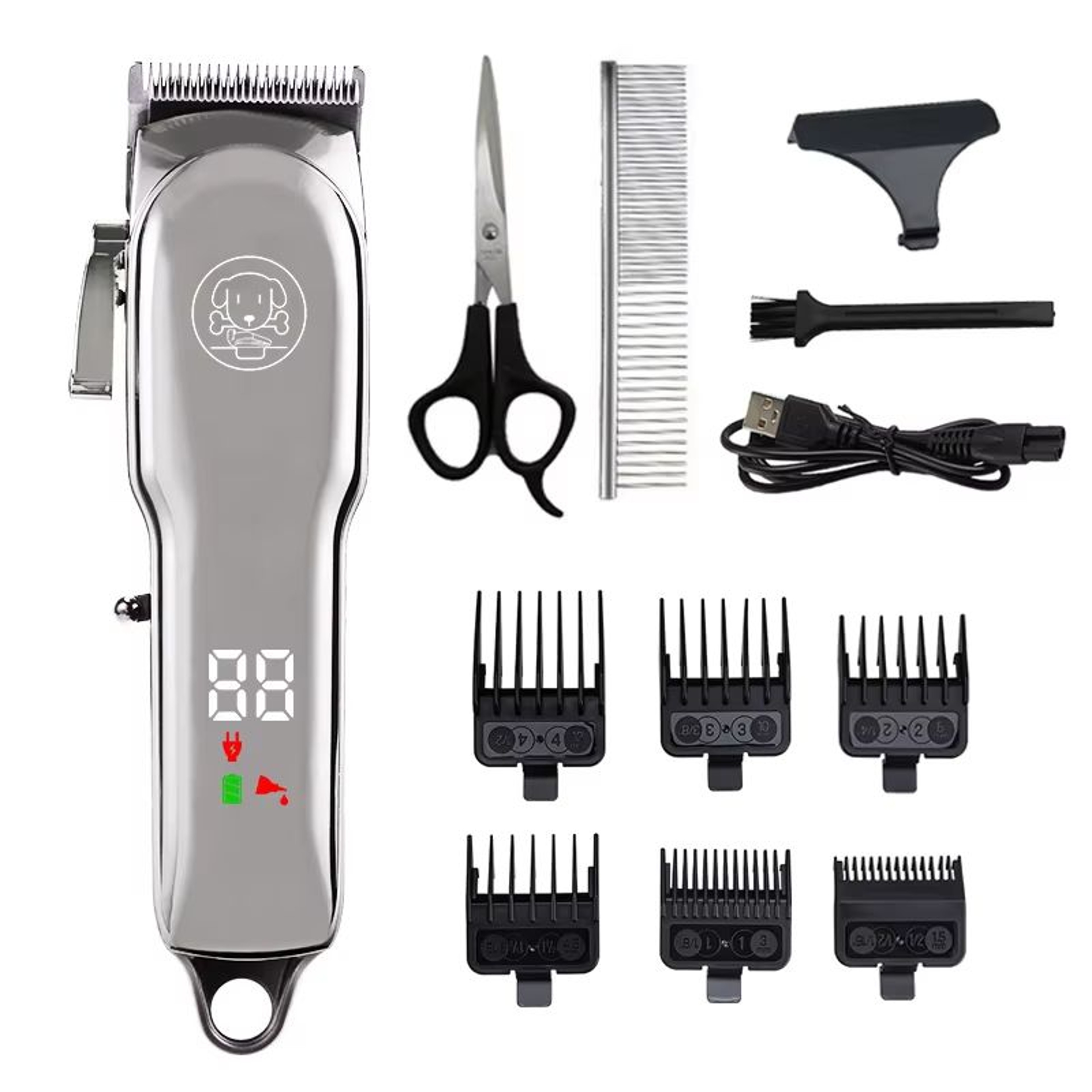 Professional Pet Grooming Clipper  Quiet Dog Hair Trimmer And Cat Shaver With Complete Grooming Kit 9
