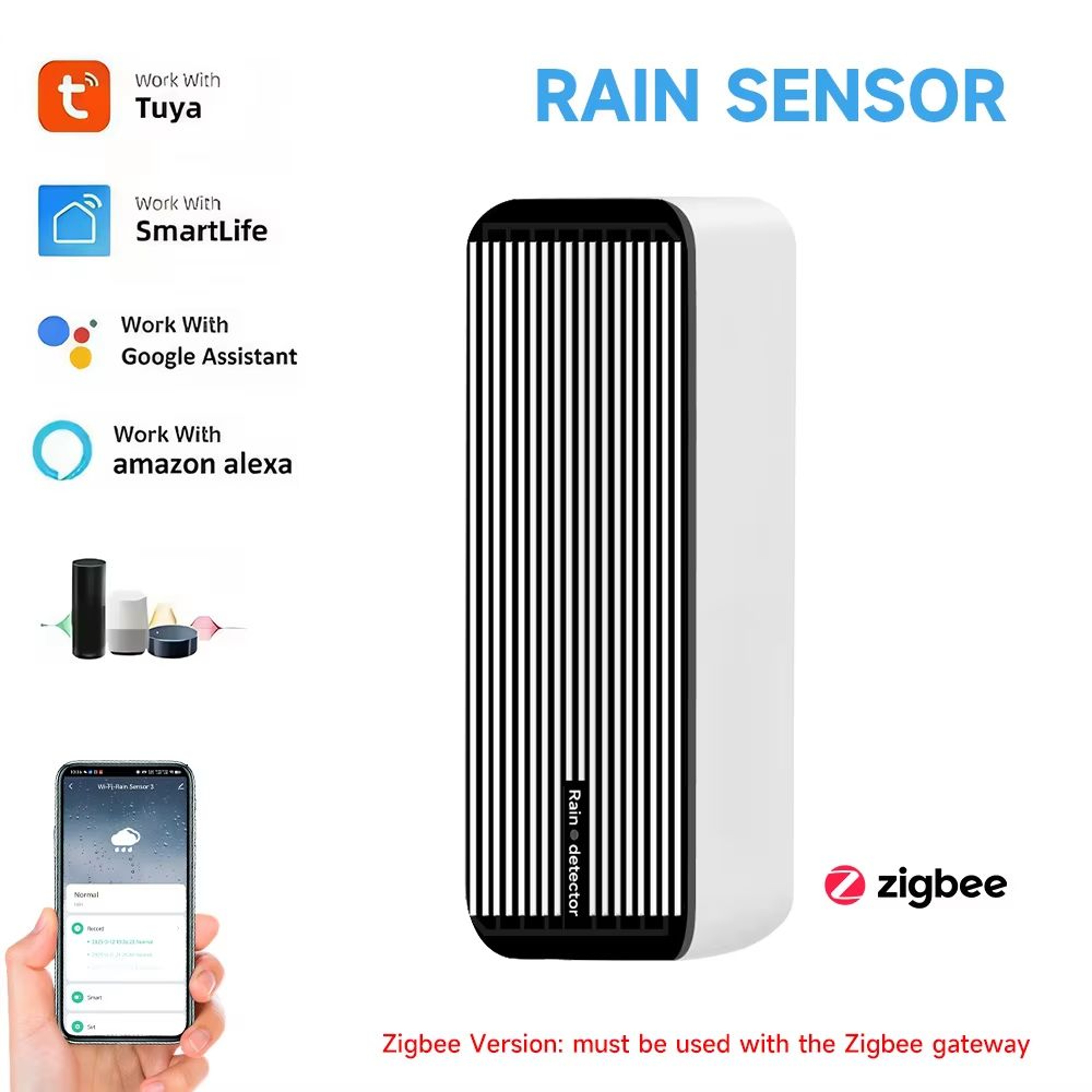 Tuya ZigBee Smart Rain Sensor  RealTime Rain Detection With App Notifications For Smart Home Automa 0