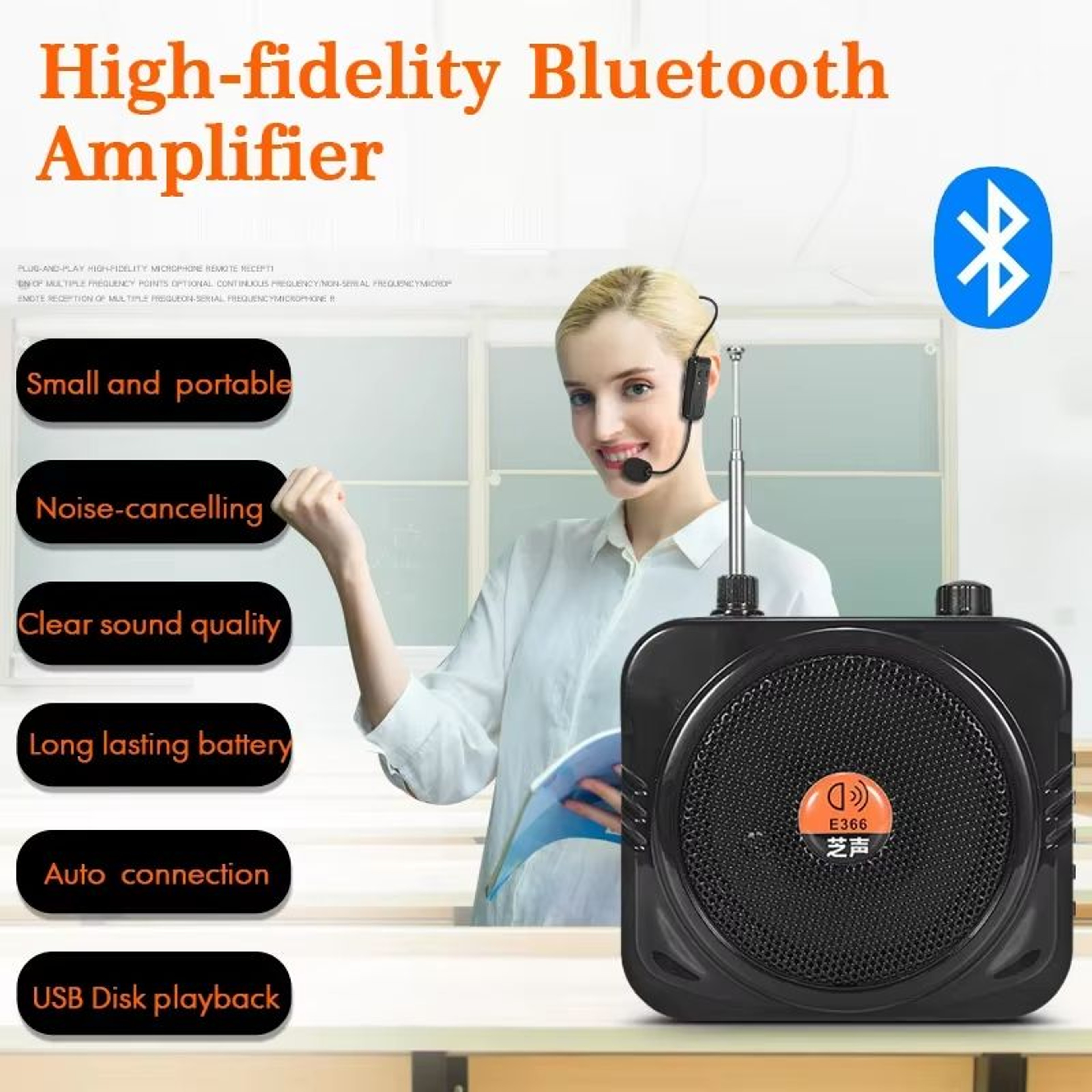 25W Bluetooth Amplifier Speaker With Wired  Wireless Microphone  Classroom Tour Guide And Event Voi 2