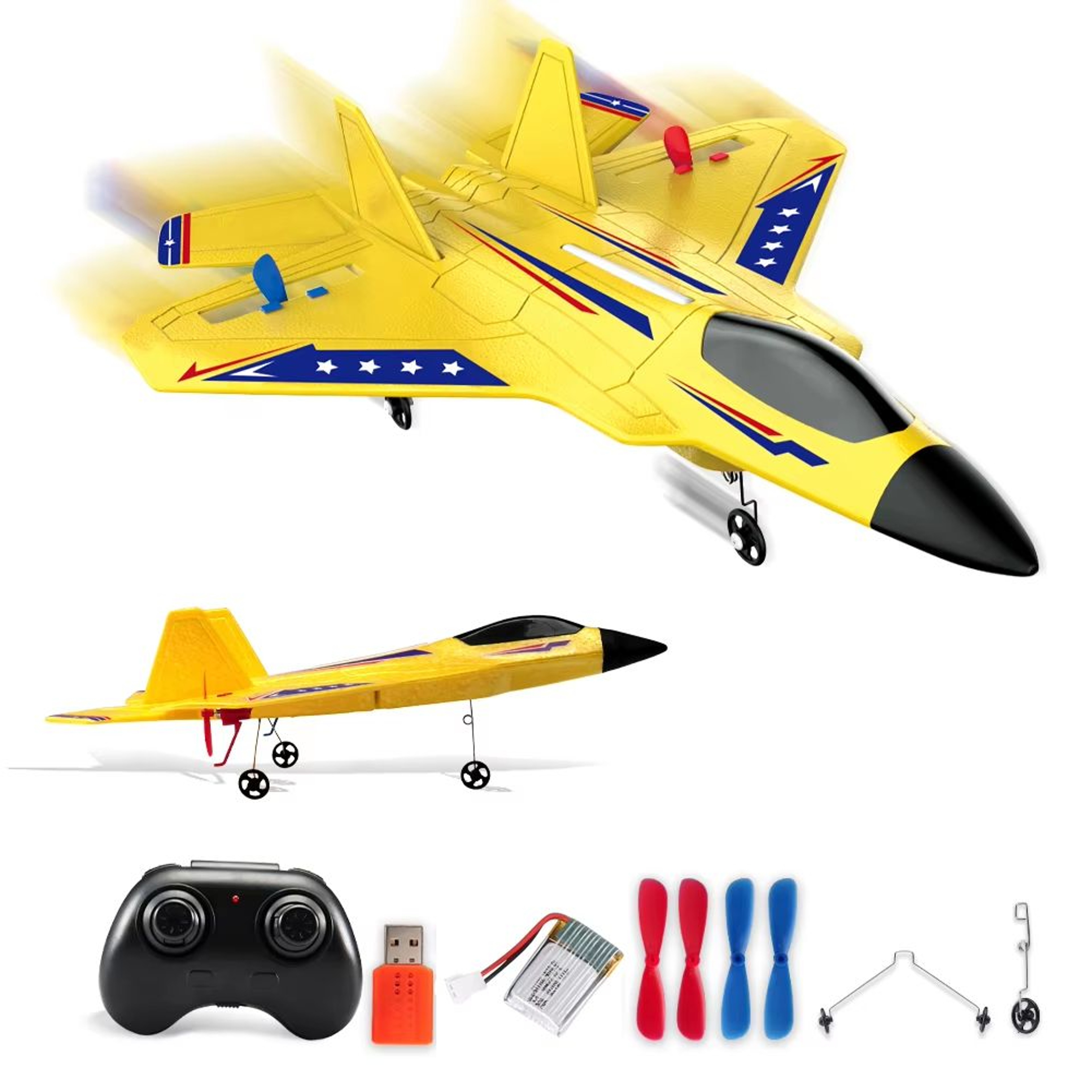 F22 Raptor RC Plane With LED Lights  24G Remote Control Foam Aircraft For Beginners  Kids 0